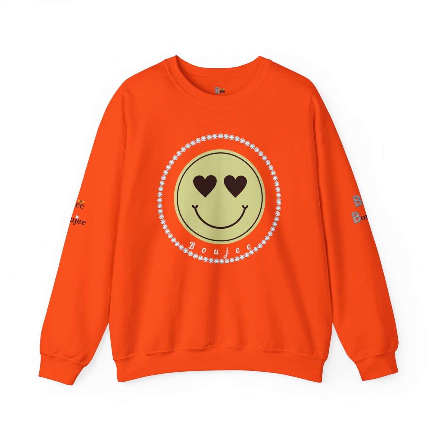Boujee Smiley Face Heart Eyes Beige - Heavy Blend™ Light Colors Crewneck Sweatshirt