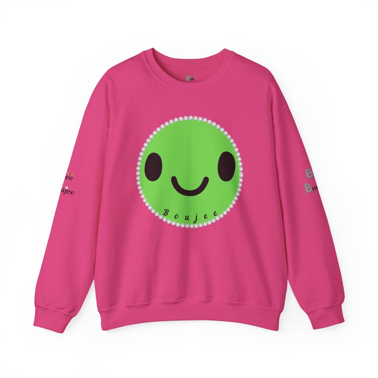 Boujee Smiley Face Green - Heavy Blend™ Light Colors Crewneck Sweatshirt
