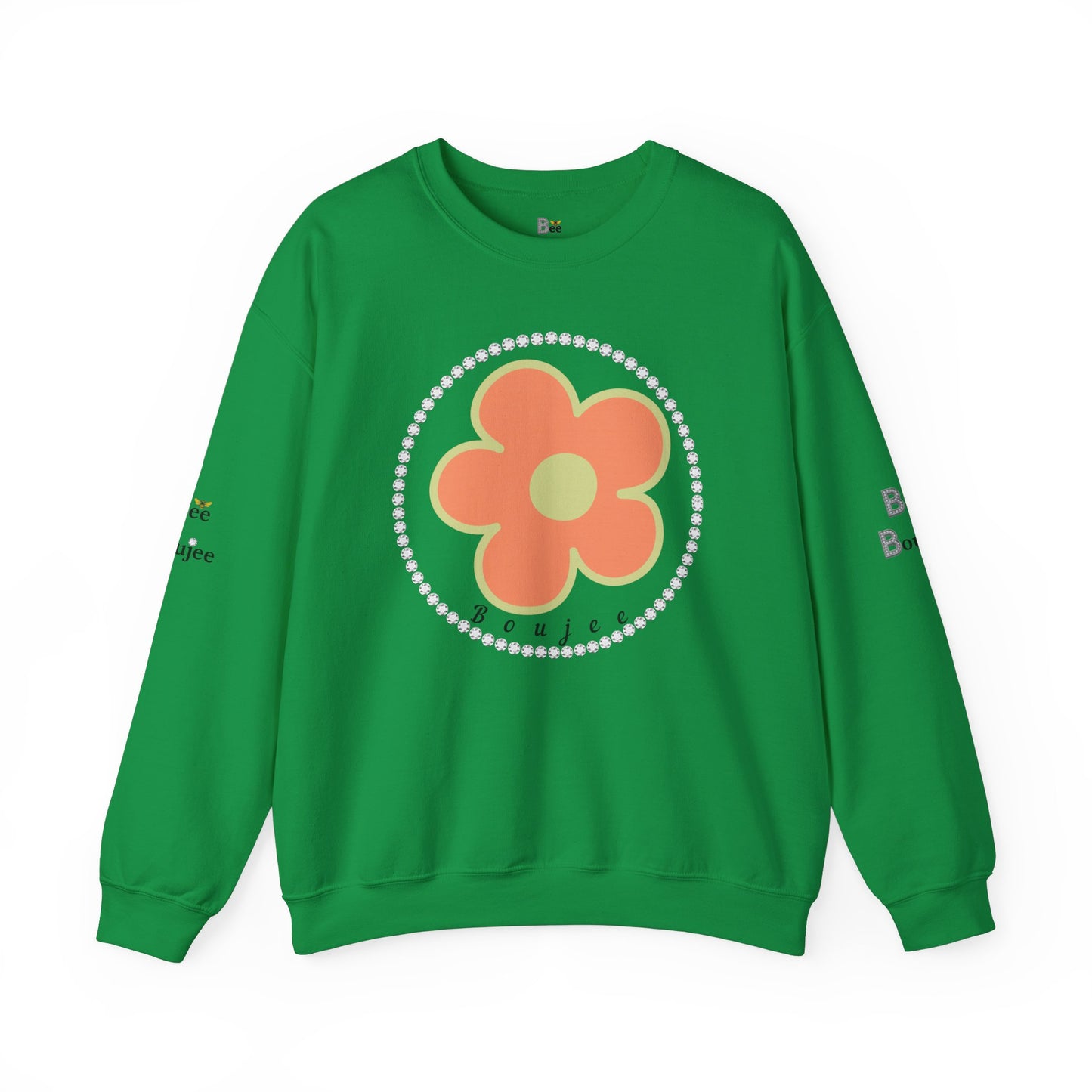 Boujee Flower Orange Green - Heavy Blend™ Light Colors Crewneck Sweatshirt