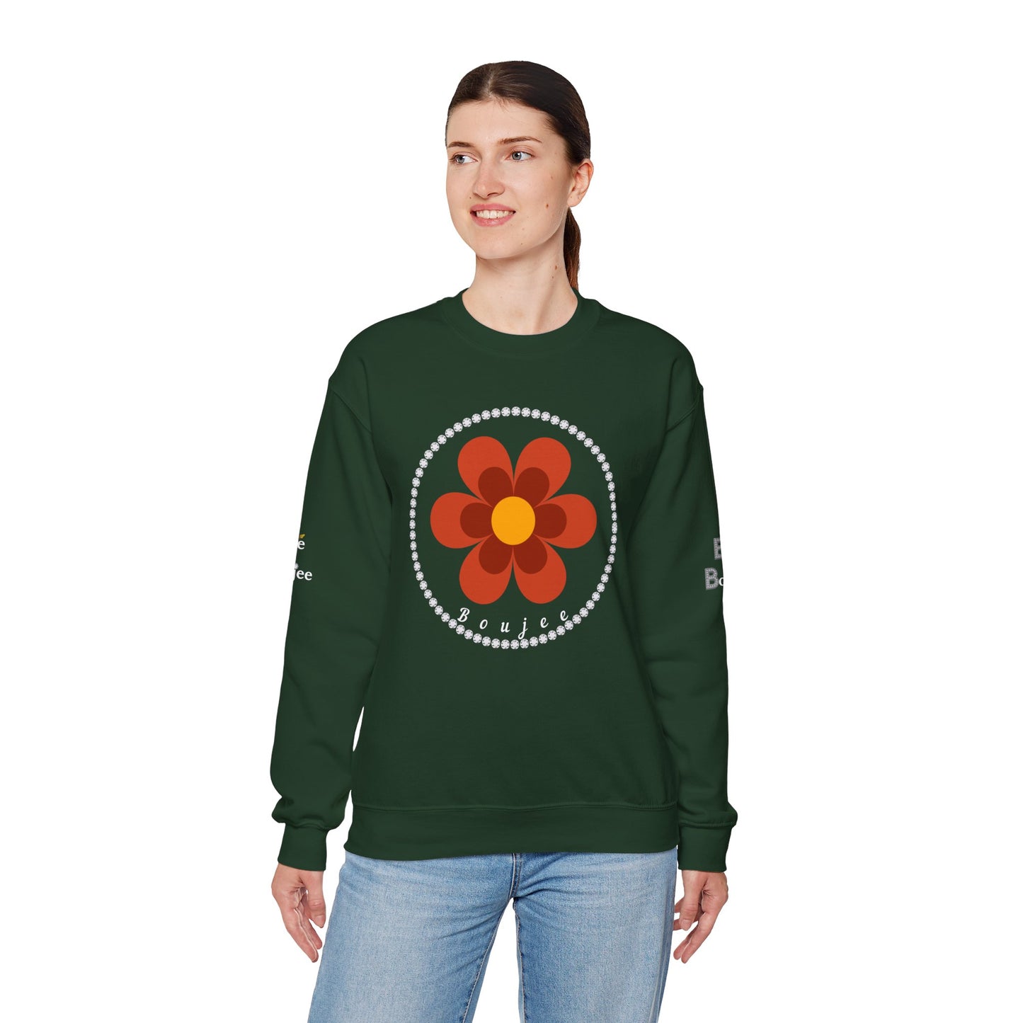 Boujee Flower Burnt Orange - Heavy Blend™ Dark Colors Crewneck Sweatshirt