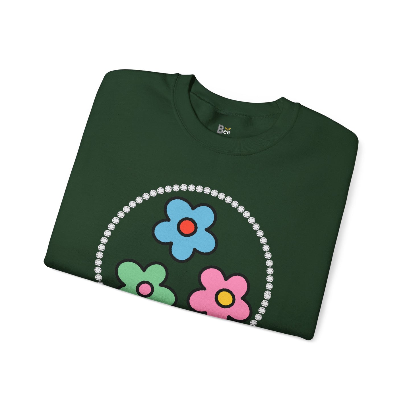 Boujee Mini Flowers Blue Green Pink - Heavy Blend™ Dark Colors Crewneck Sweatshirt
