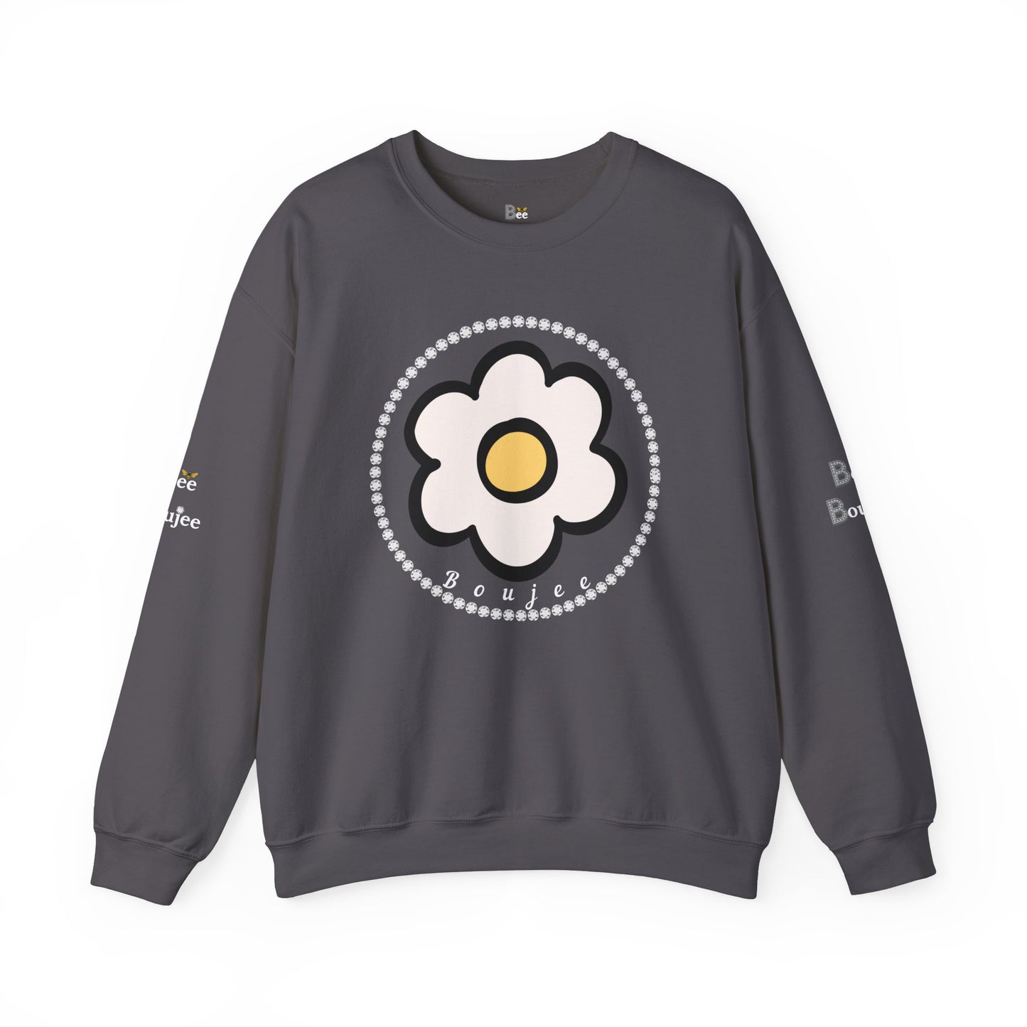 Boujee White Gold Flower White - Heavy Blend™ Dark Colors Crewneck Sweatshirt