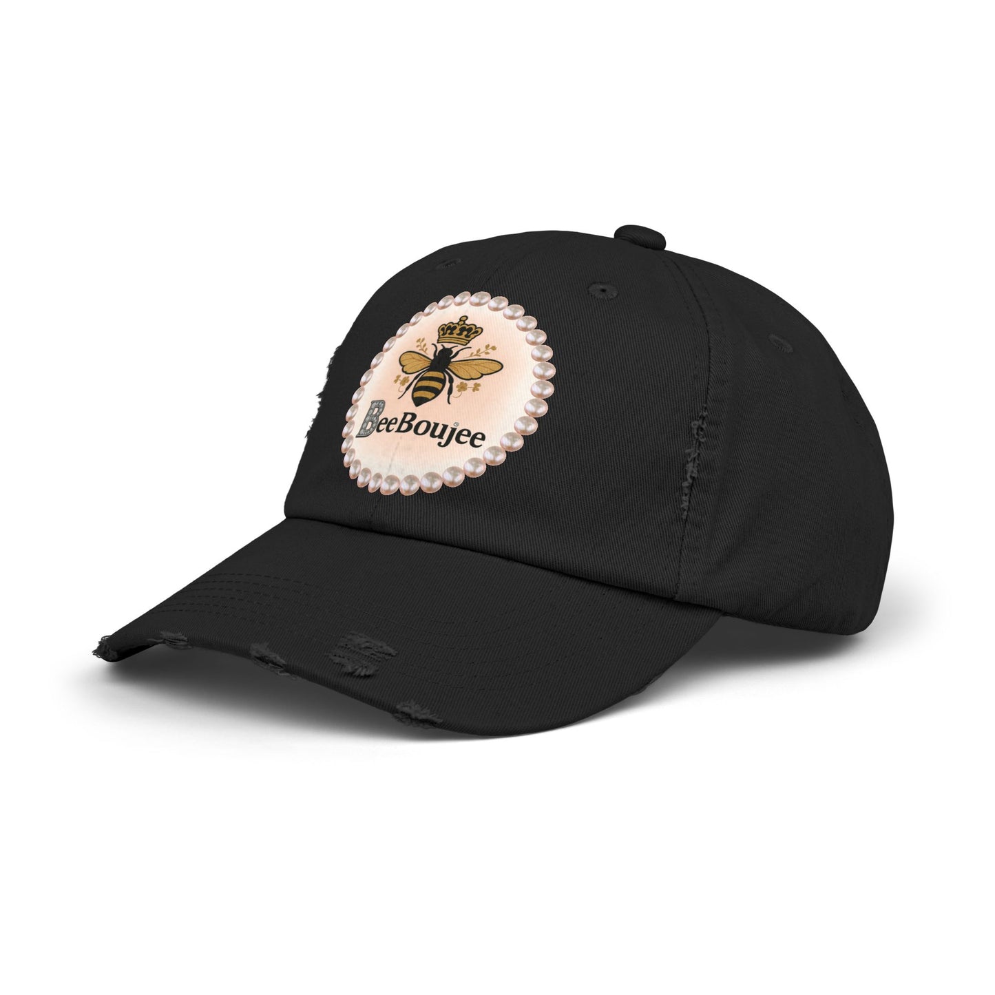 Bee Boujee Distressed Pearl-Emblem Cap