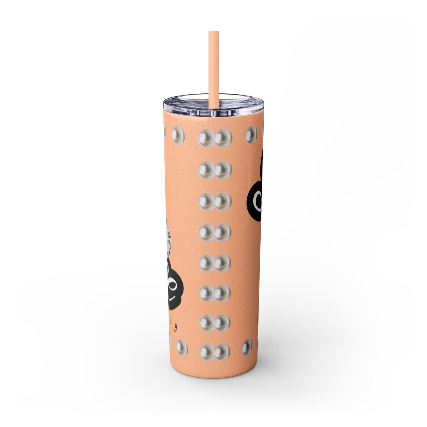Boujee Unapologetically in PEARLS - Skinny Tumbler with Straw, 20oz