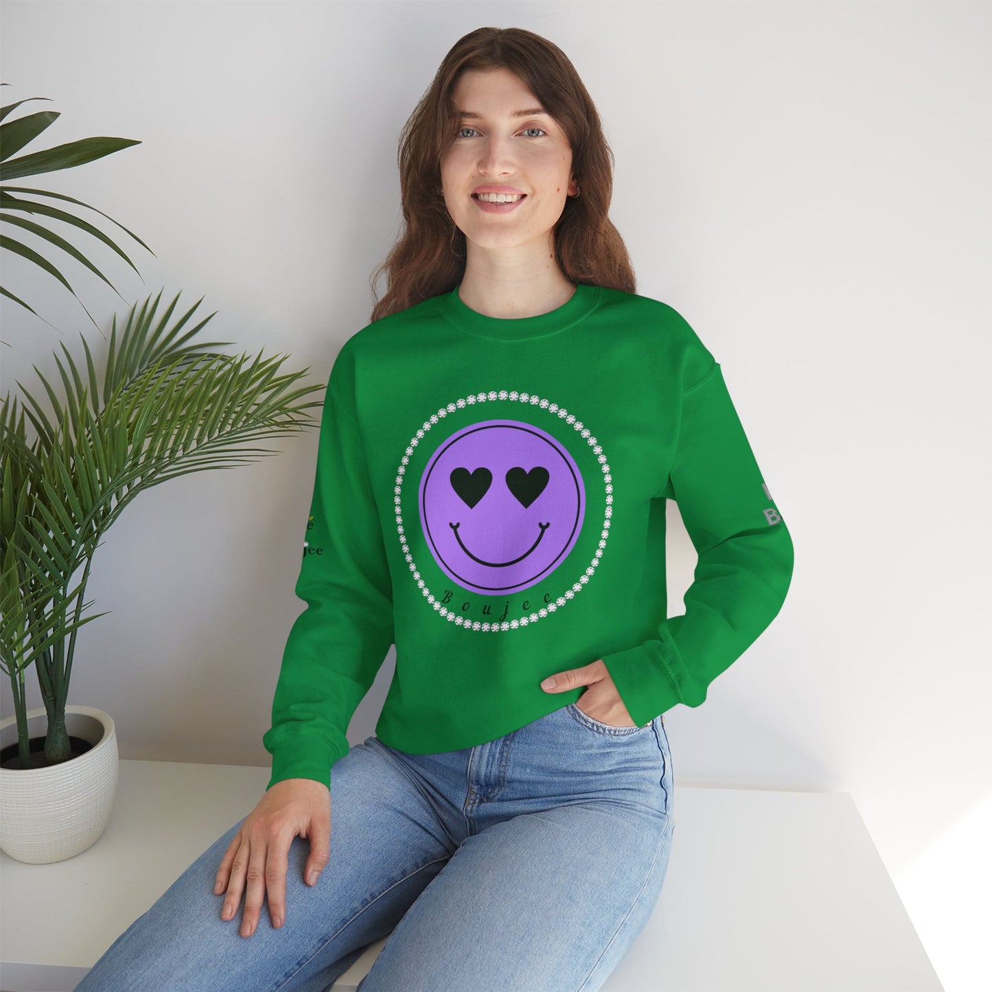 Boujee Smiley Face Purple Heart Eyes - Heavy Blend™ Light Colors Crewneck Sweatshirt
