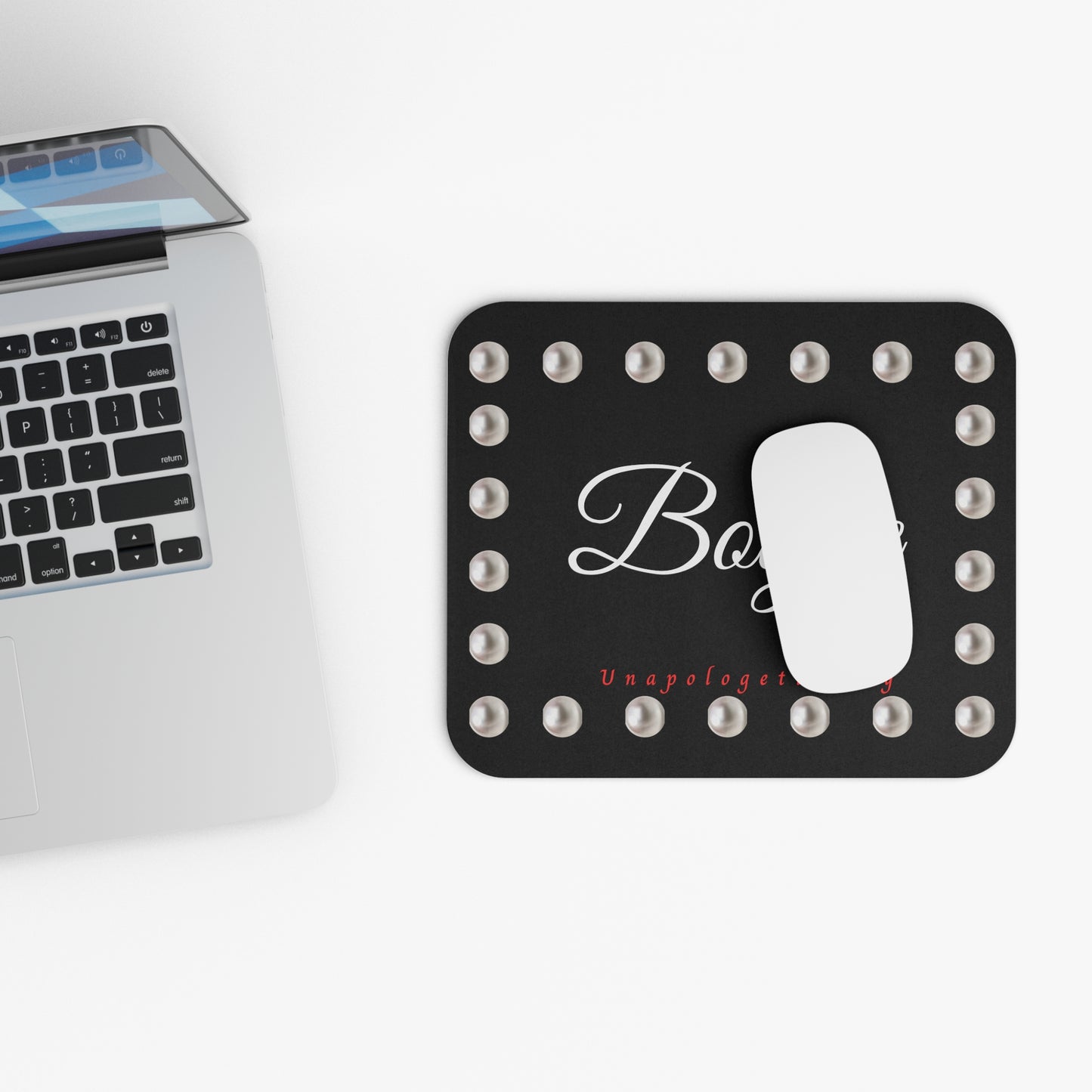 Boujee in Pearls Mouse Pad BLACK (Rectangle)