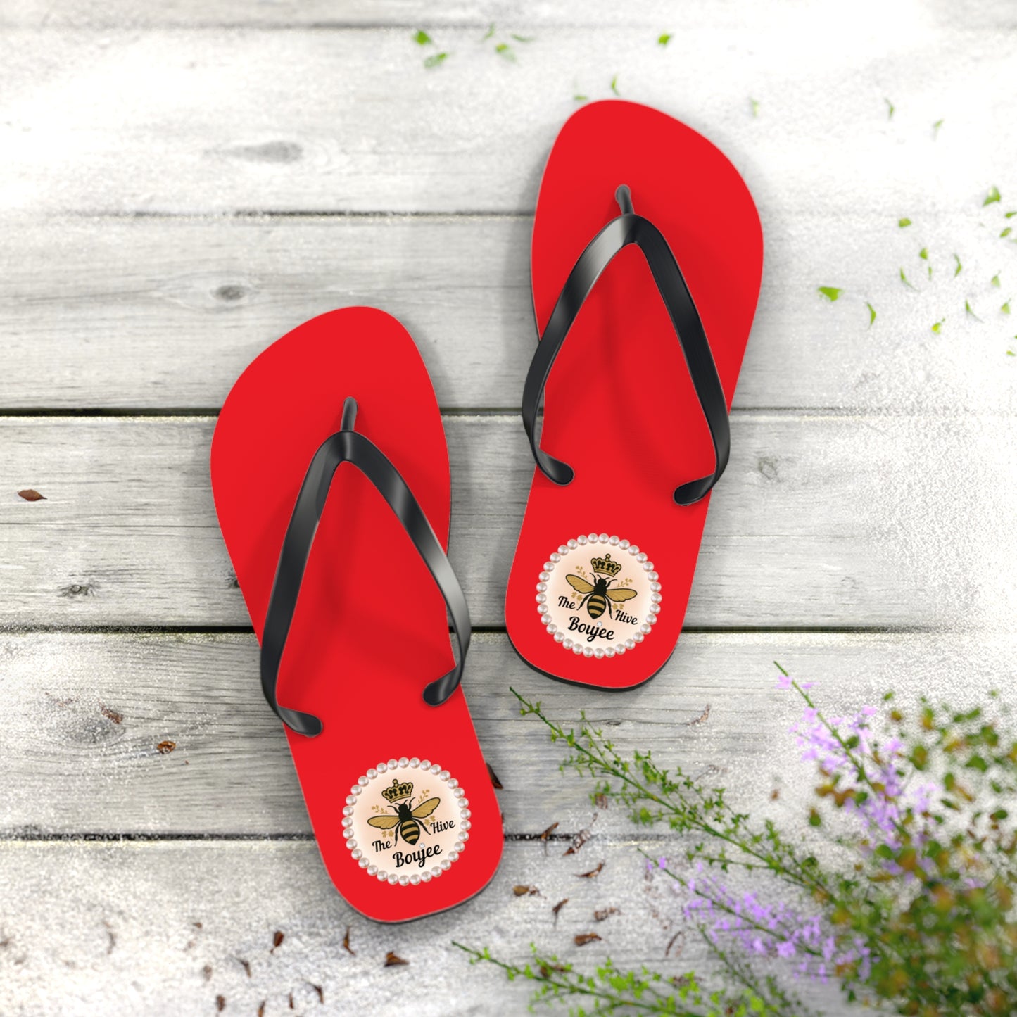 The Boujee Hive RED Flip Flops - EXTRA LARGE