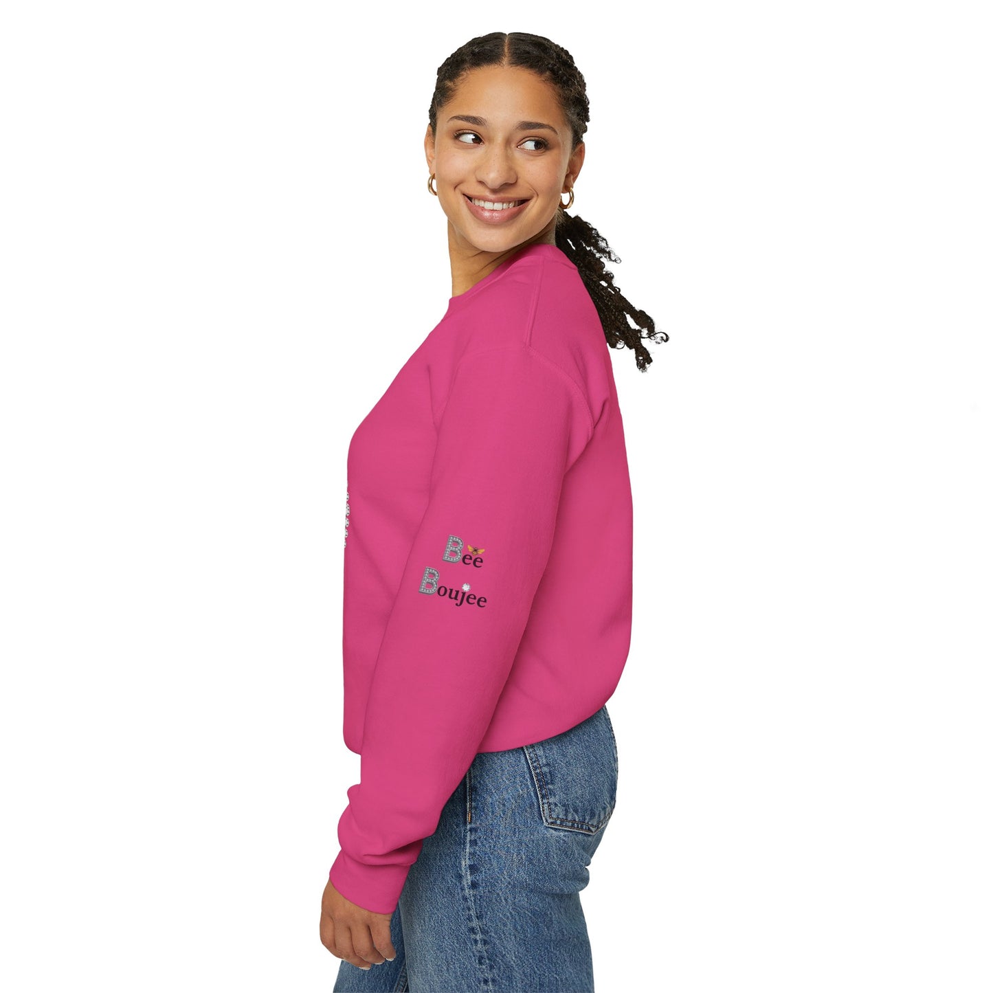 Boujee Smiley Face Purple Heart Eyes - Heavy Blend™ Light Colors Crewneck Sweatshirt