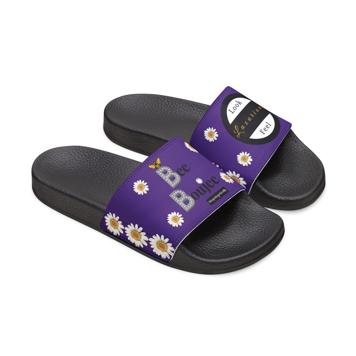 Bee Boujee - DARK PURPLE Flowers Women's Removable-Strap Sandals