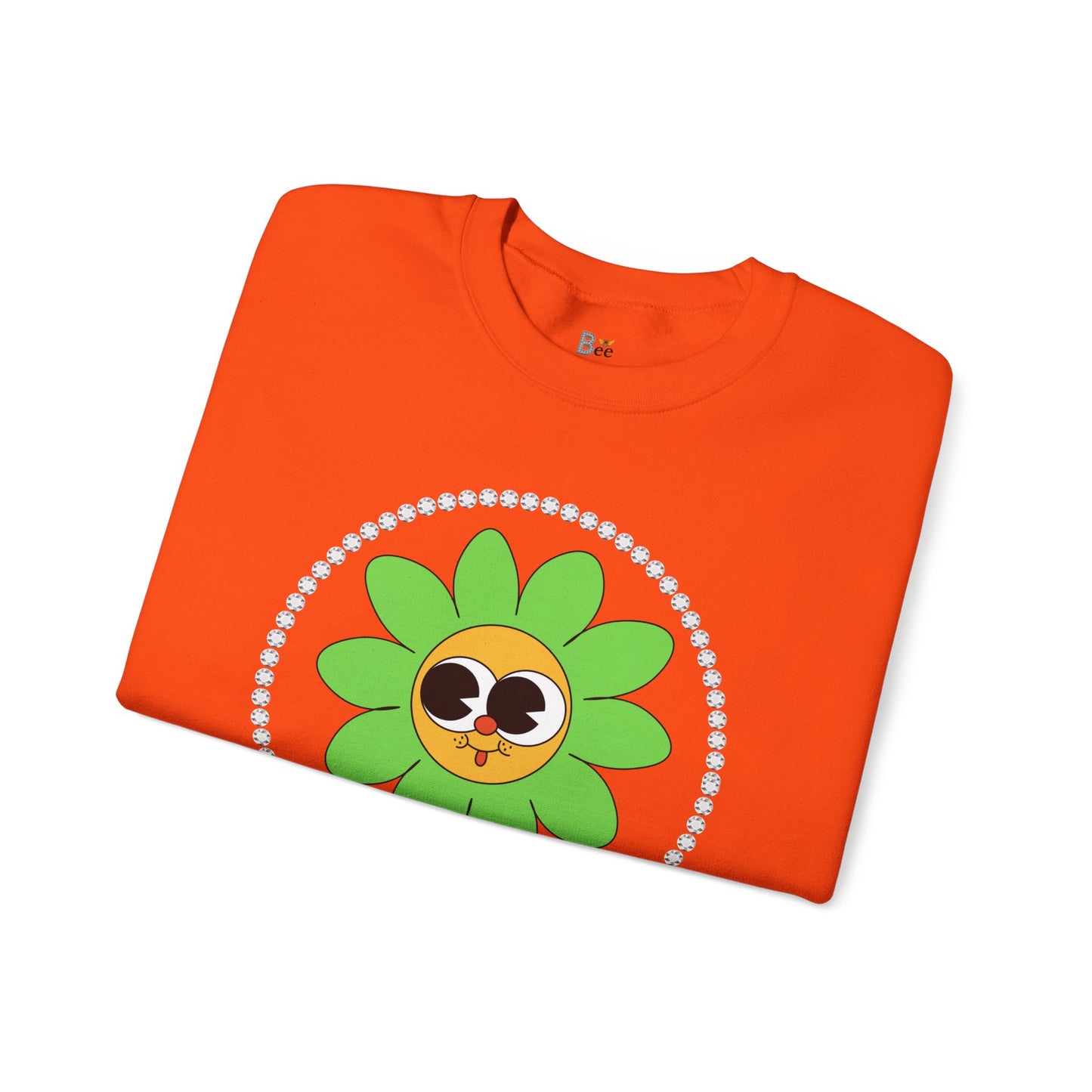 Boujee Flower Smiley Face Green Gold Wide-Eyed - Heavy Blend™ Light Colors Crewneck Sweatshirt