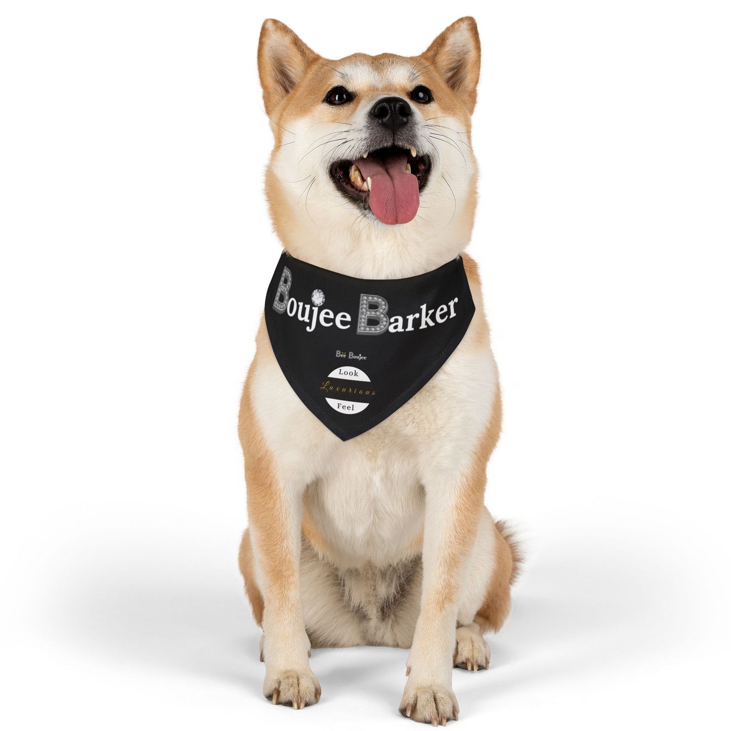 Boujee Barker Bandana BLACK - Pet Collar MEDIUM