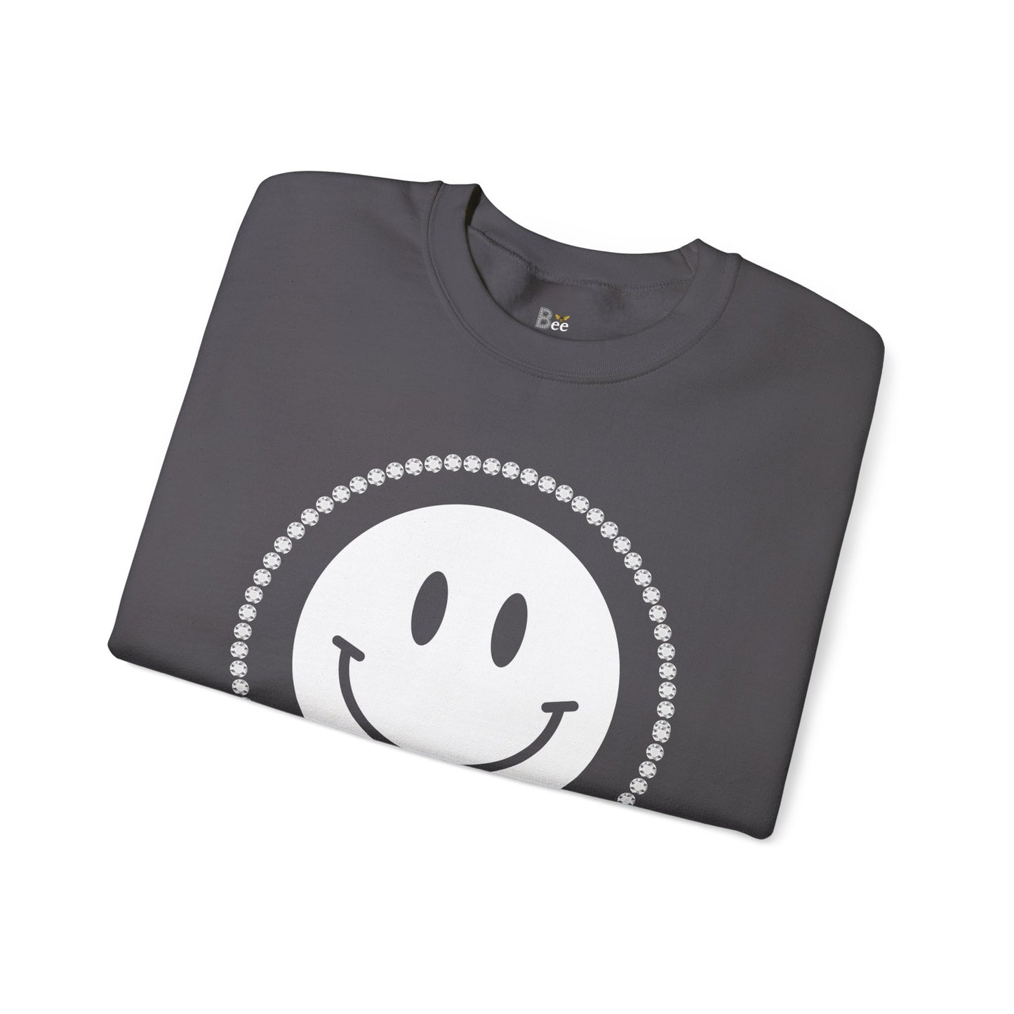 Boujee Smiley Face White - Heavy Blend™ Dark Colors Crewneck Sweatshirt