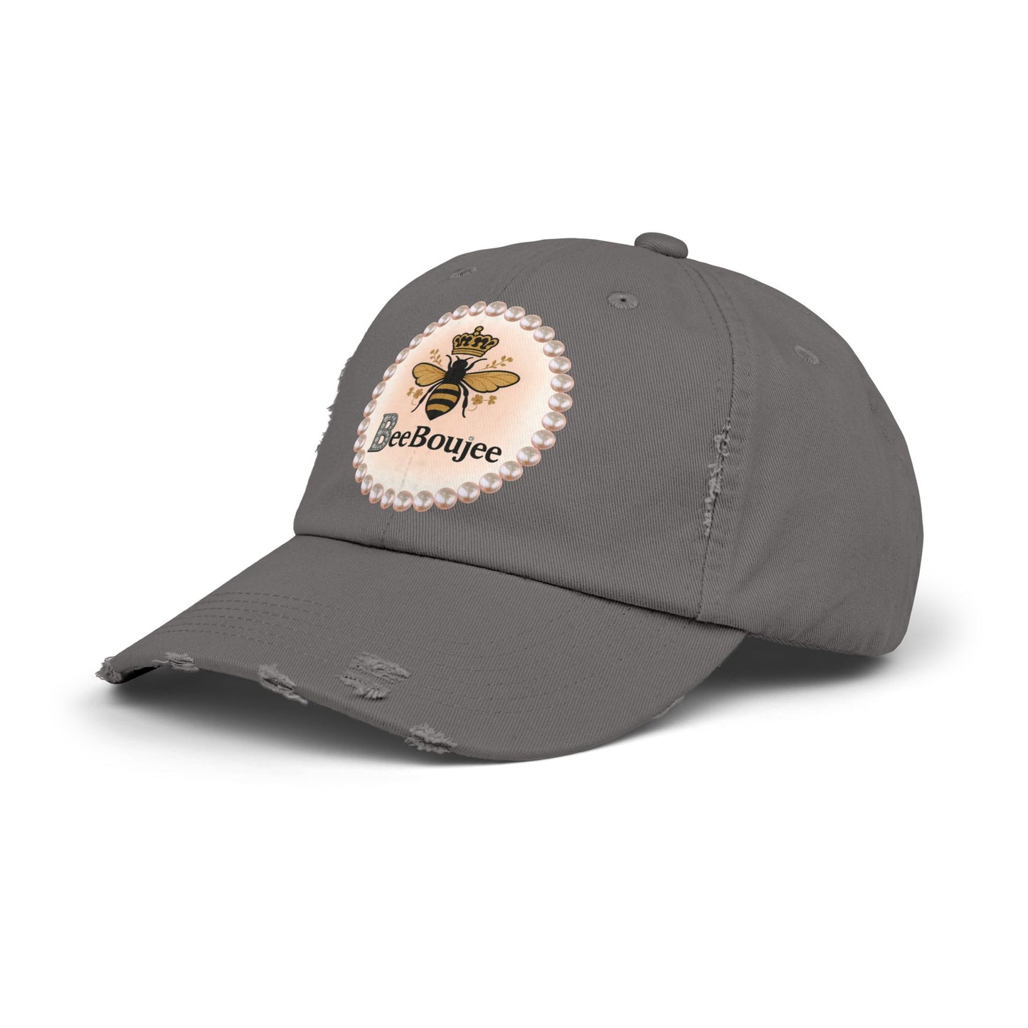 Bee Boujee Distressed Pearl-Emblem Cap