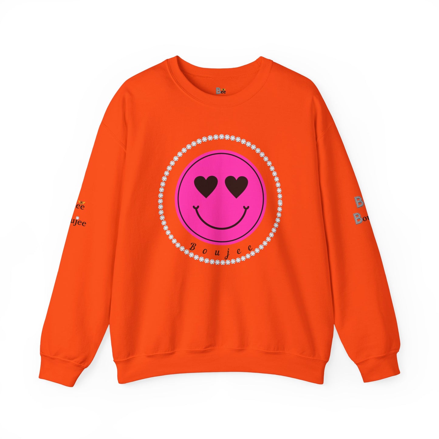 Boujee Smiley Face Heart Eyes Pink - Heavy Blend™ Light Colors Crewneck Sweatshirt