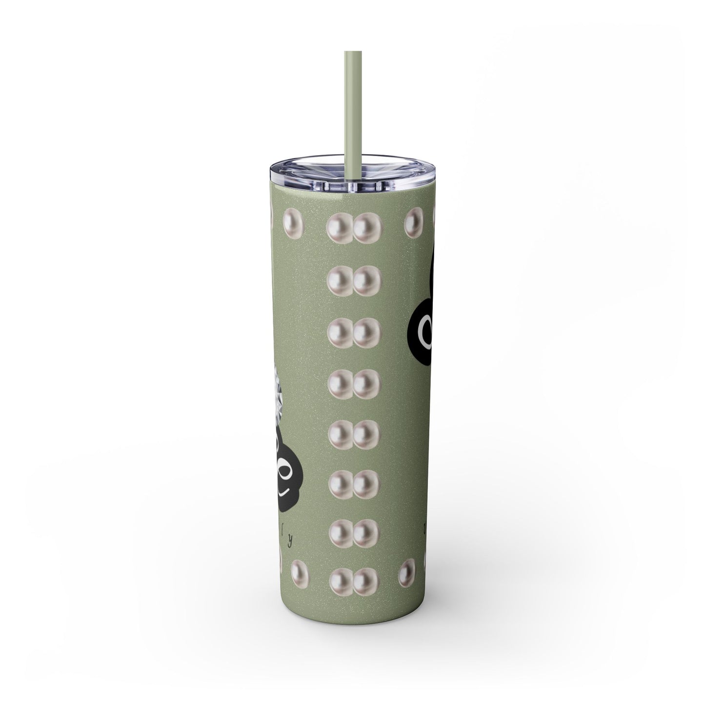 Boujee Unapologetically in PEARLS - Skinny Tumbler with Straw, 20oz