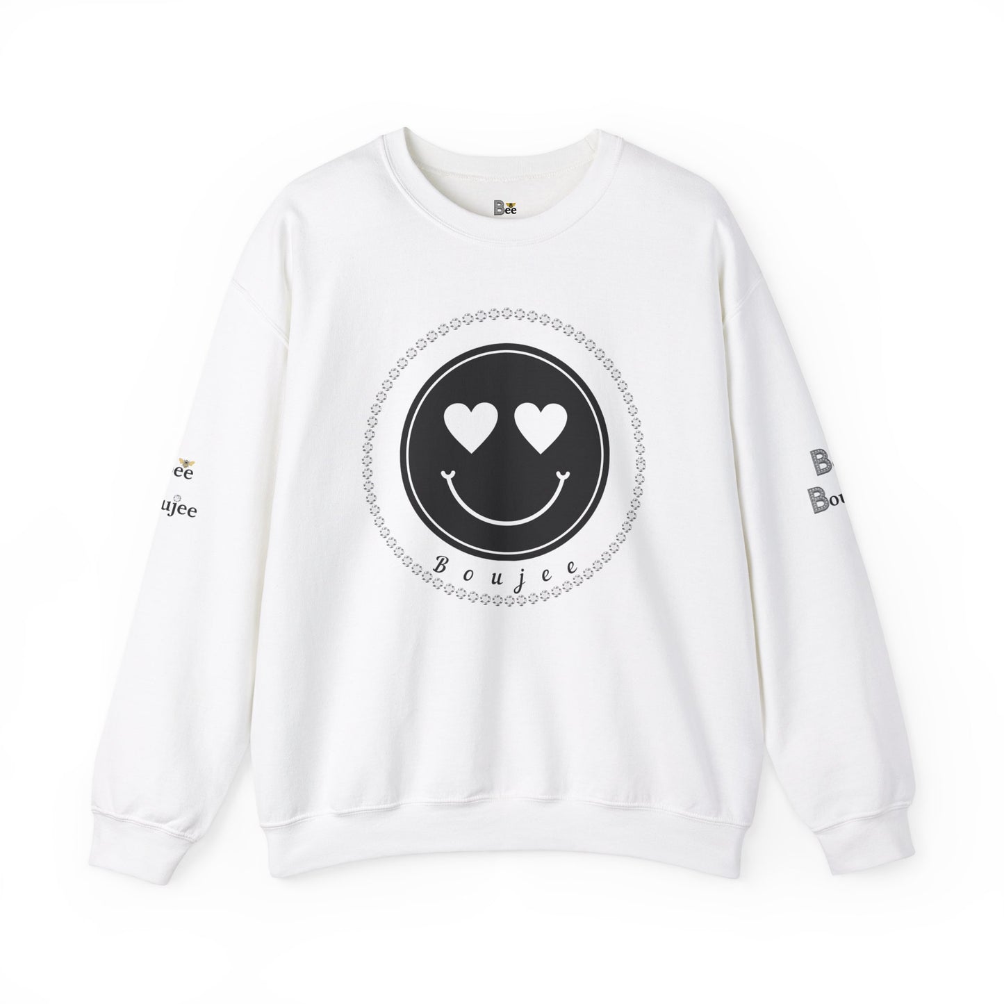 Boujee Smiley Face Heart Eyes Black - Heavy Blend™ Light Colors Crewneck Sweatshirt