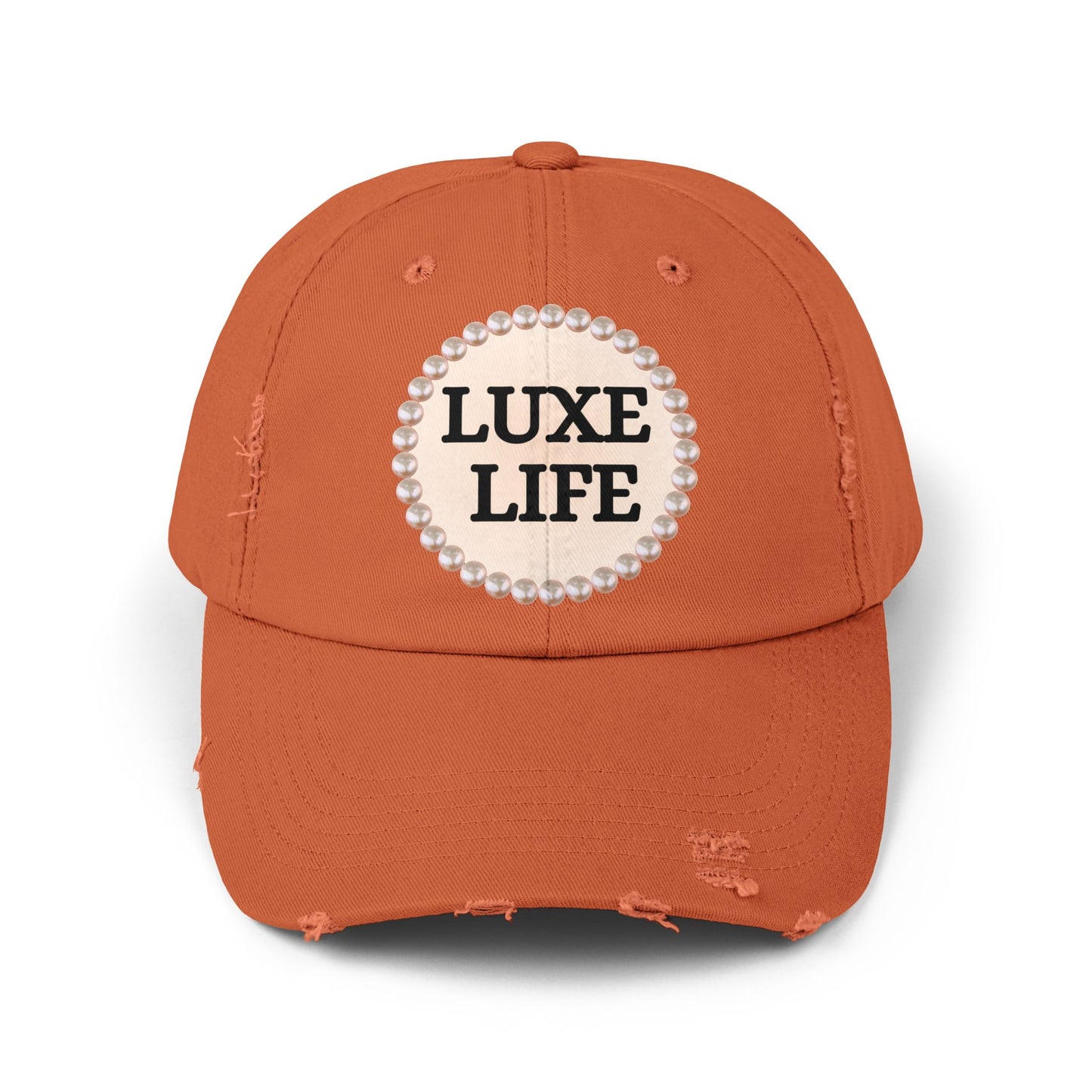 Luxe Life - Distressed Pearl-Emblem Cap