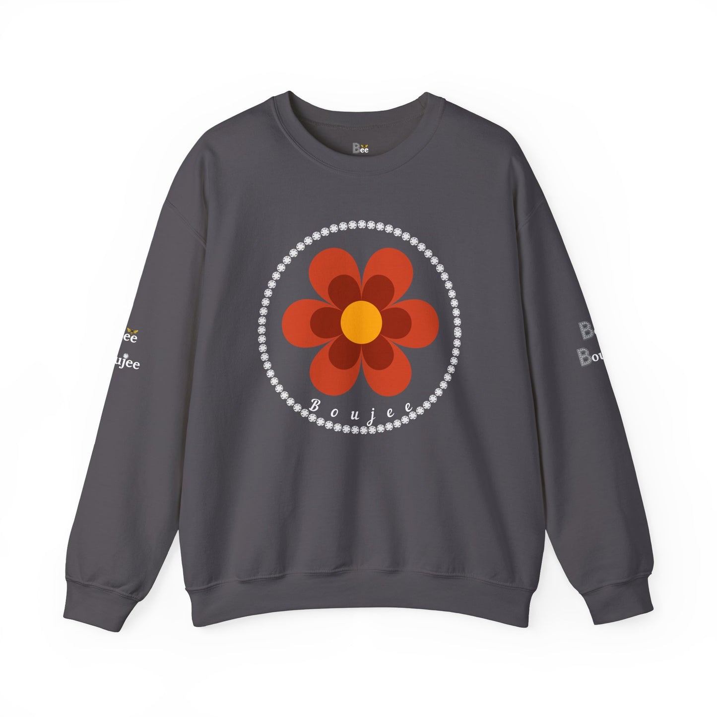 Boujee Flower Burnt Orange - Heavy Blend™ Dark Colors Crewneck Sweatshirt
