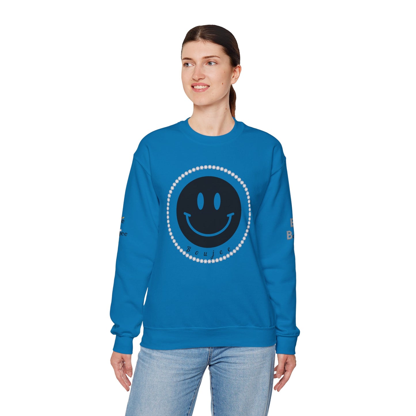 Boujee Smiley Face Black - Heavy Blend™ Light Colors Crewneck Sweatshirt