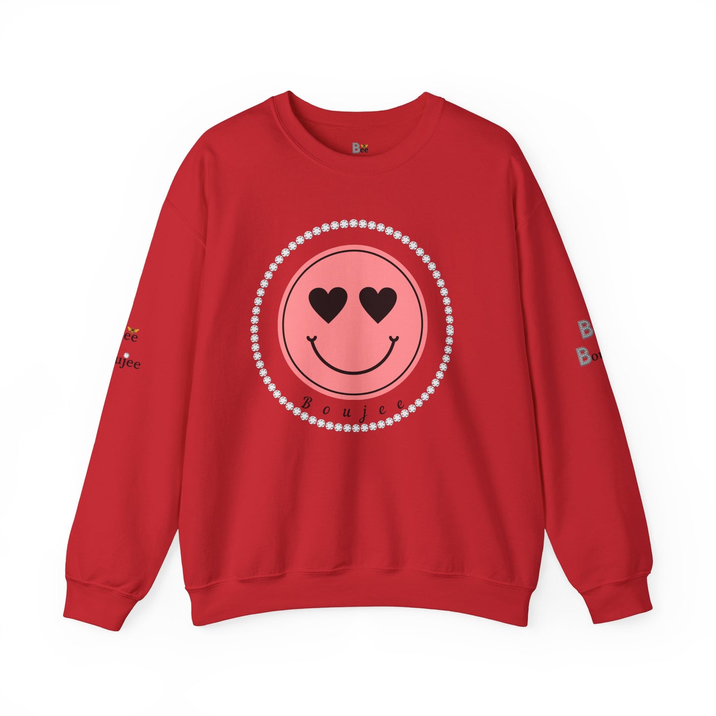 Boujee Smiley Face Pink Heart Eyes - Heavy Blend™ Light Colors Crewneck Sweatshirt