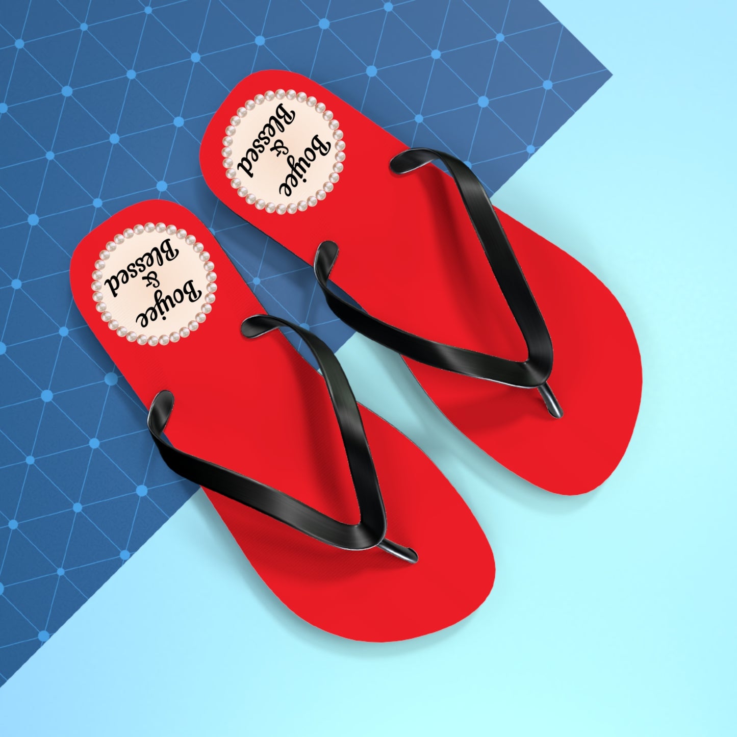 Boujee & Blessed RED Flip Flops - LARGE