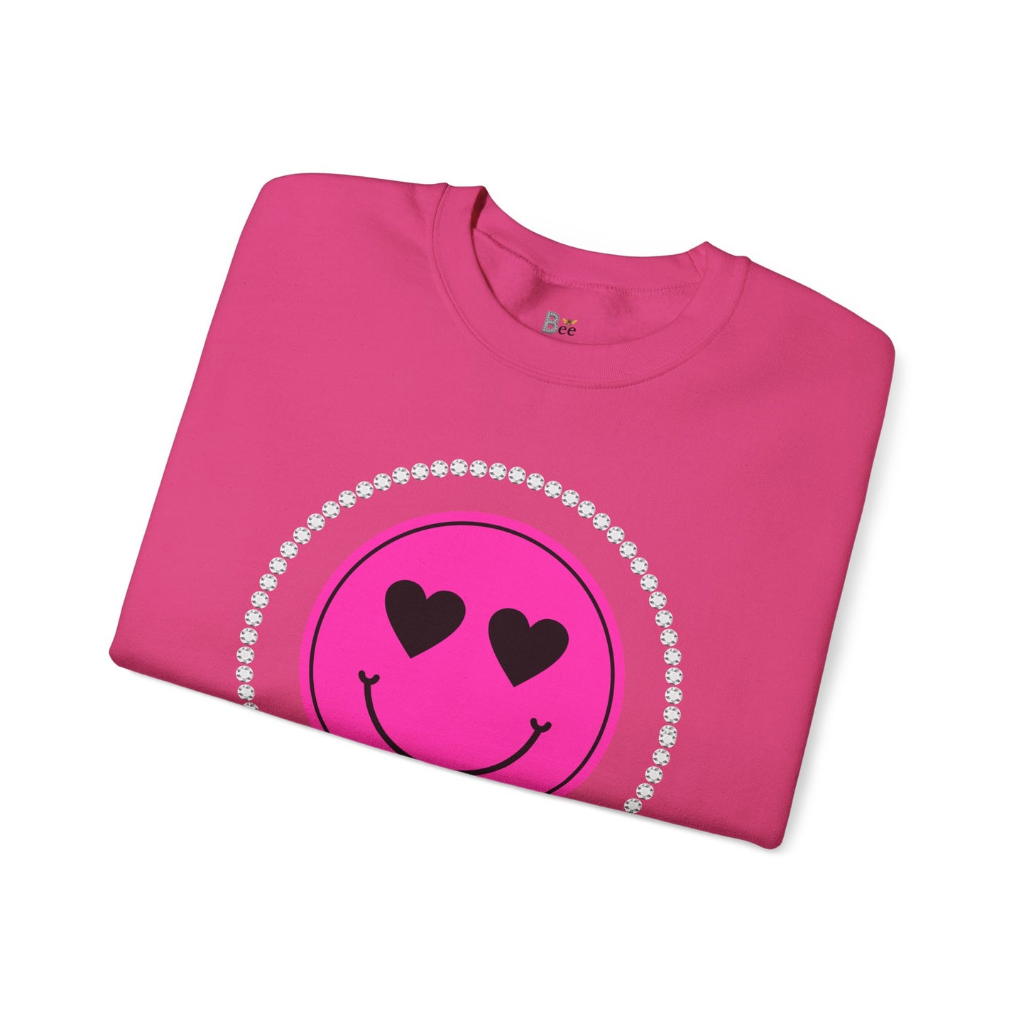 Boujee Smiley Face Heart Eyes Pink - Heavy Blend™ Light Colors Crewneck Sweatshirt