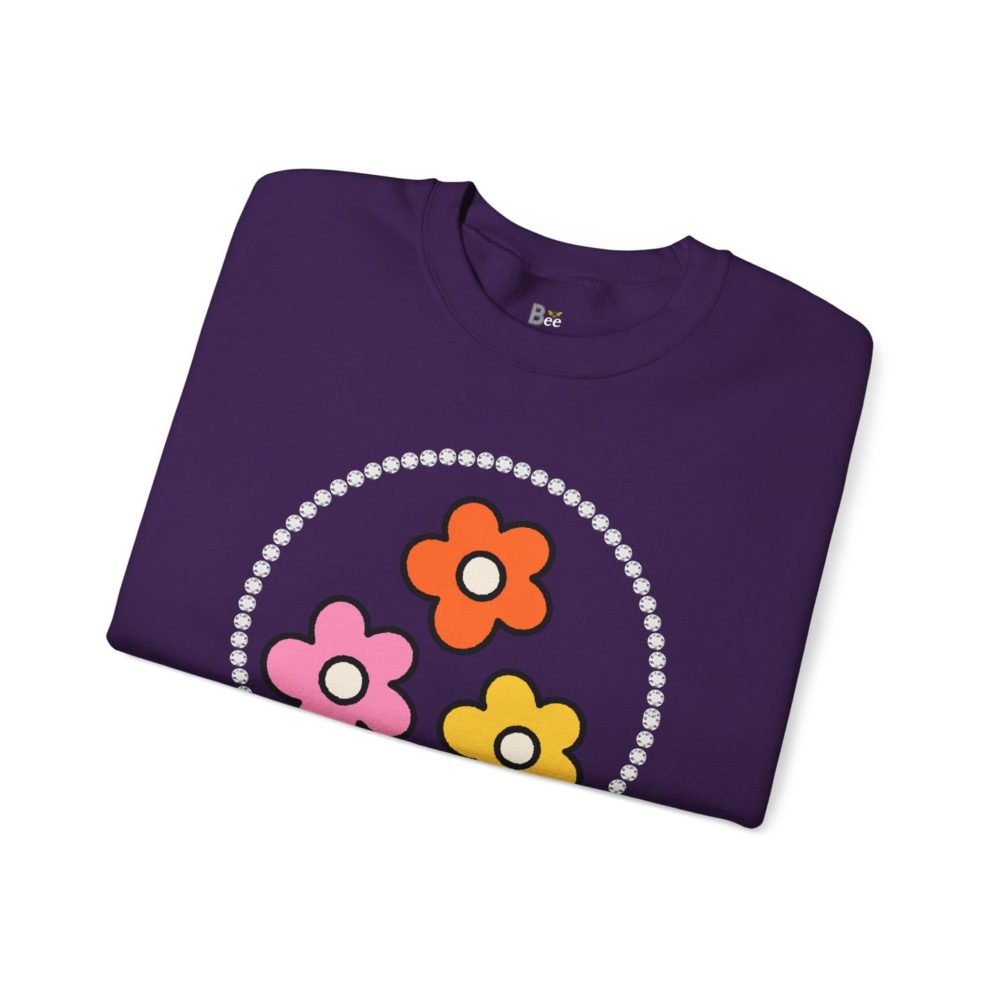 Boujee Mini Flowers Pink Orange Yellow in Diamonds Heavy Blend™ Dark Colors Crewneck Sweatshirt
