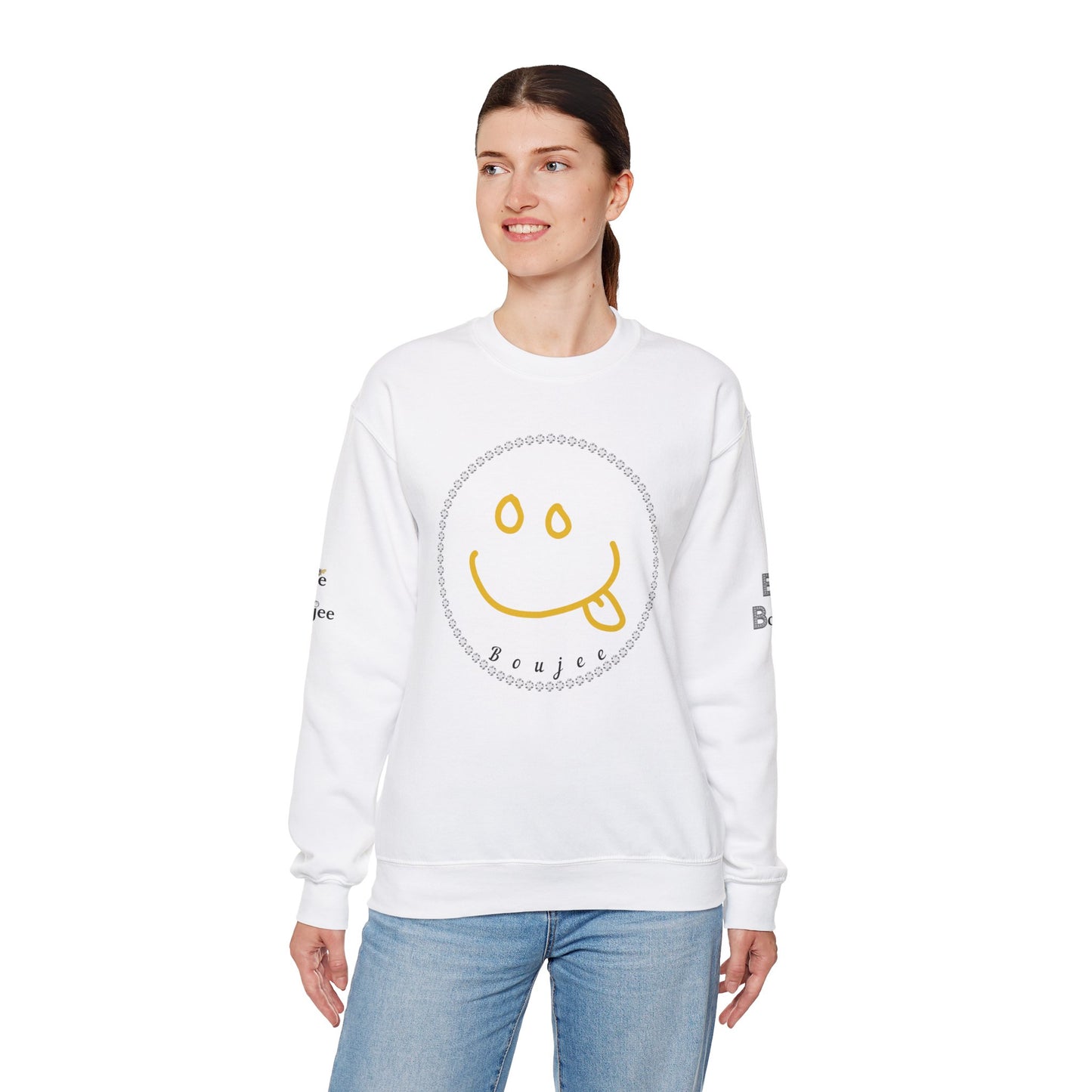 Boujee Smiley Goofy Face - Heavy Blend™ Light Colors Crewneck Sweatshirt