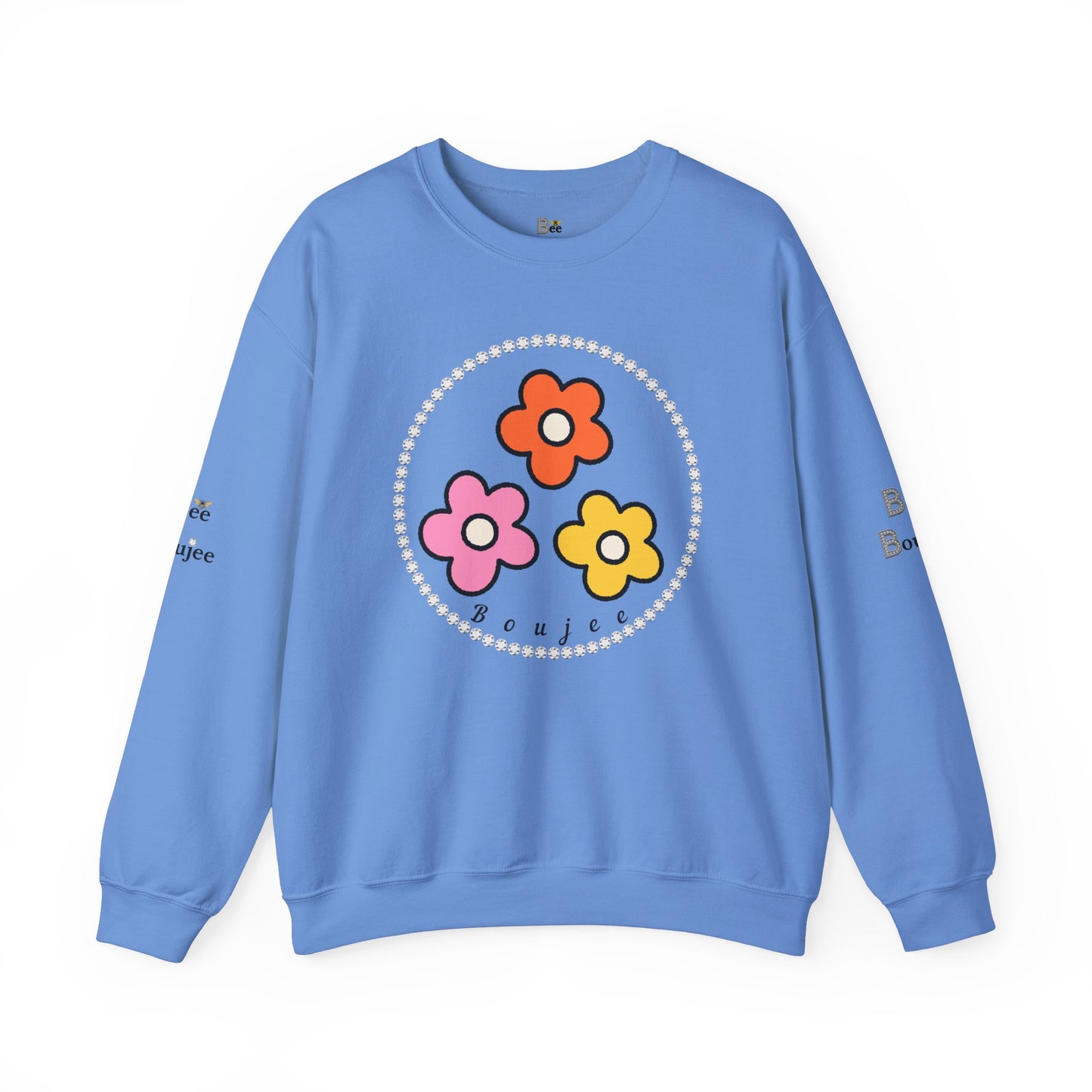 Boujee Mini Flowers Pink Orange Yellow - Heavy Blend™ Light Colors Crewneck Sweatshirt