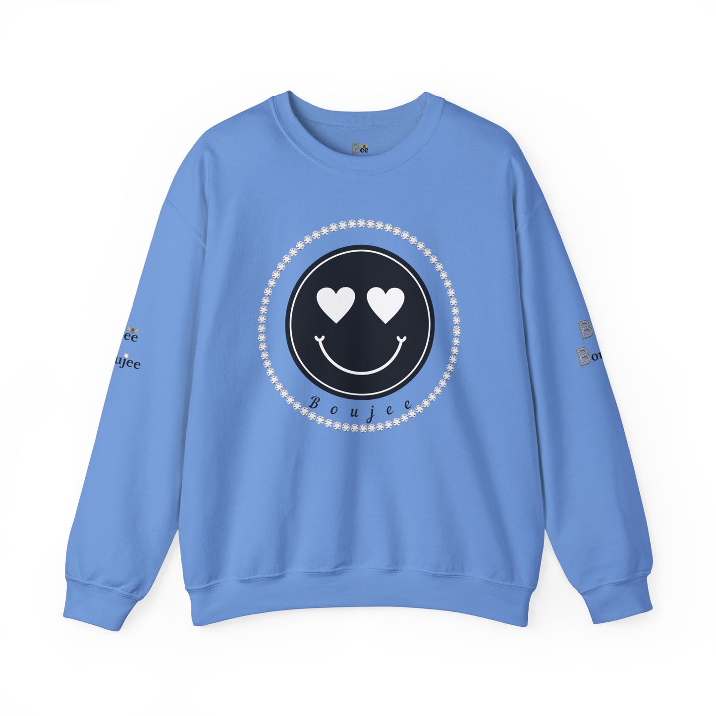 Boujee Smiley Face Heart Eyes Black - Heavy Blend™ Light Colors Crewneck Sweatshirt