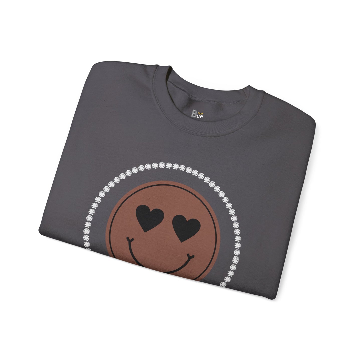 Boujee Smiley Face Brown Heart Eyes - Heavy Blend™ Dark Colors Crewneck Sweatshirt