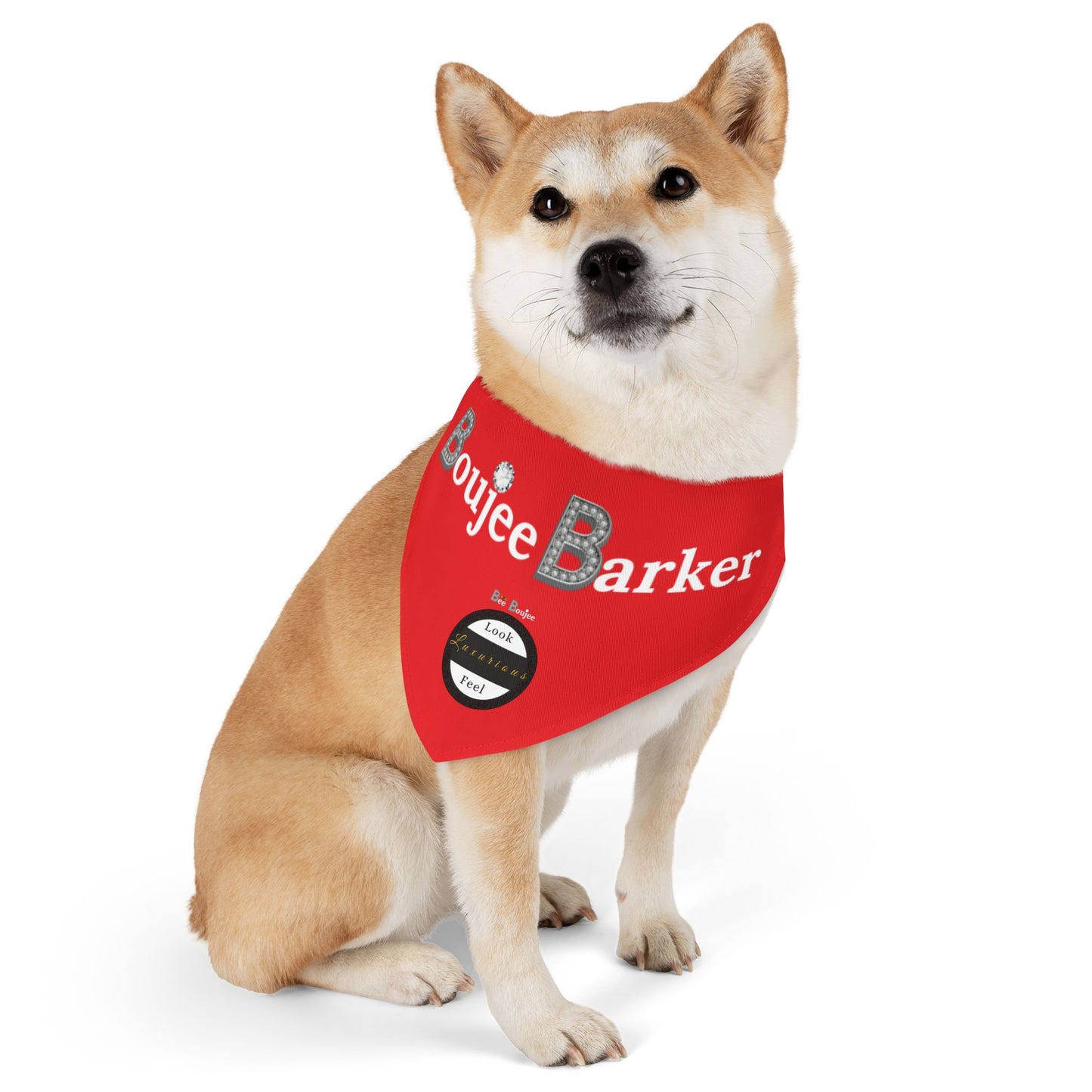 Boujee Barker Bandana RED - Pet Collar LARGE