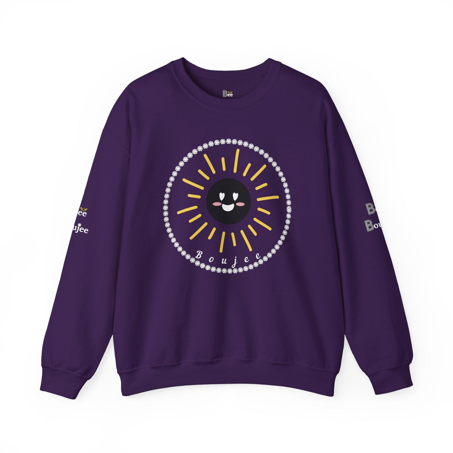 Boujee Sunshine Smiley Face Black - Heavy Blend™ Dark Colors Crewneck Sweatshirt