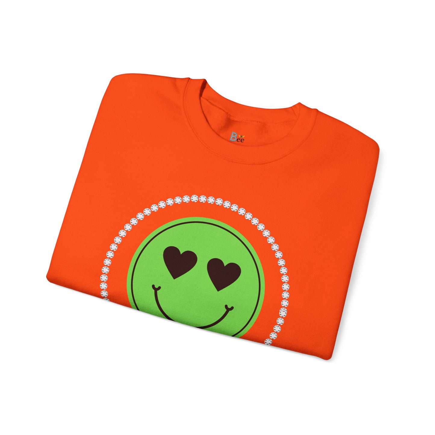 Boujee Smiley Face Heart Eyes Green - Heavy Blend™ Light Colors Crewneck Sweatshirt