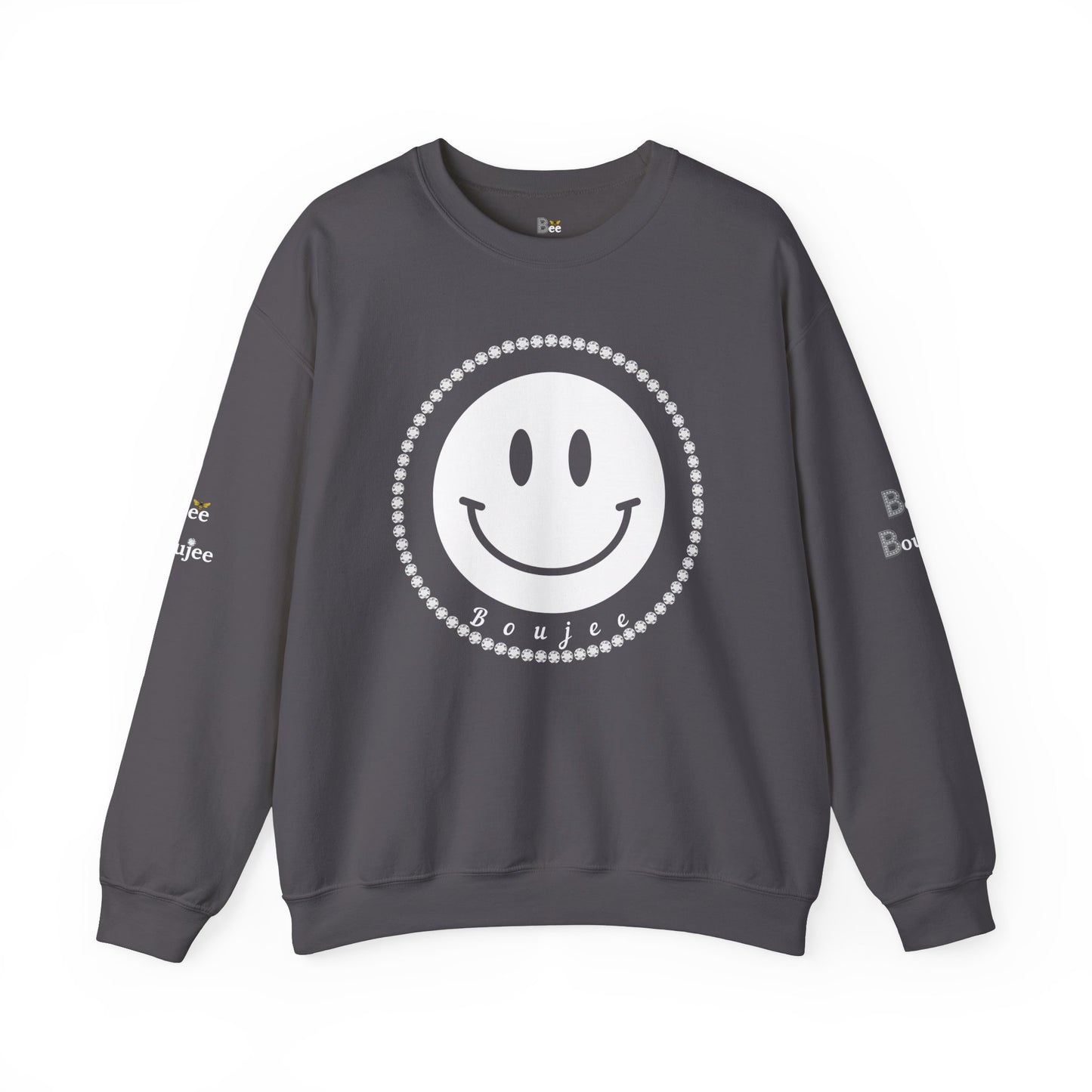 Boujee Smiley Face White - Heavy Blend™ Dark Colors Crewneck Sweatshirt