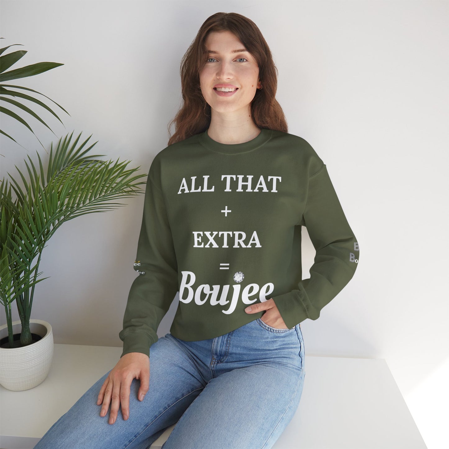 All That + Extra = Boujee - Heavy Blend™ Dark Colors Crewneck Sweatshirt