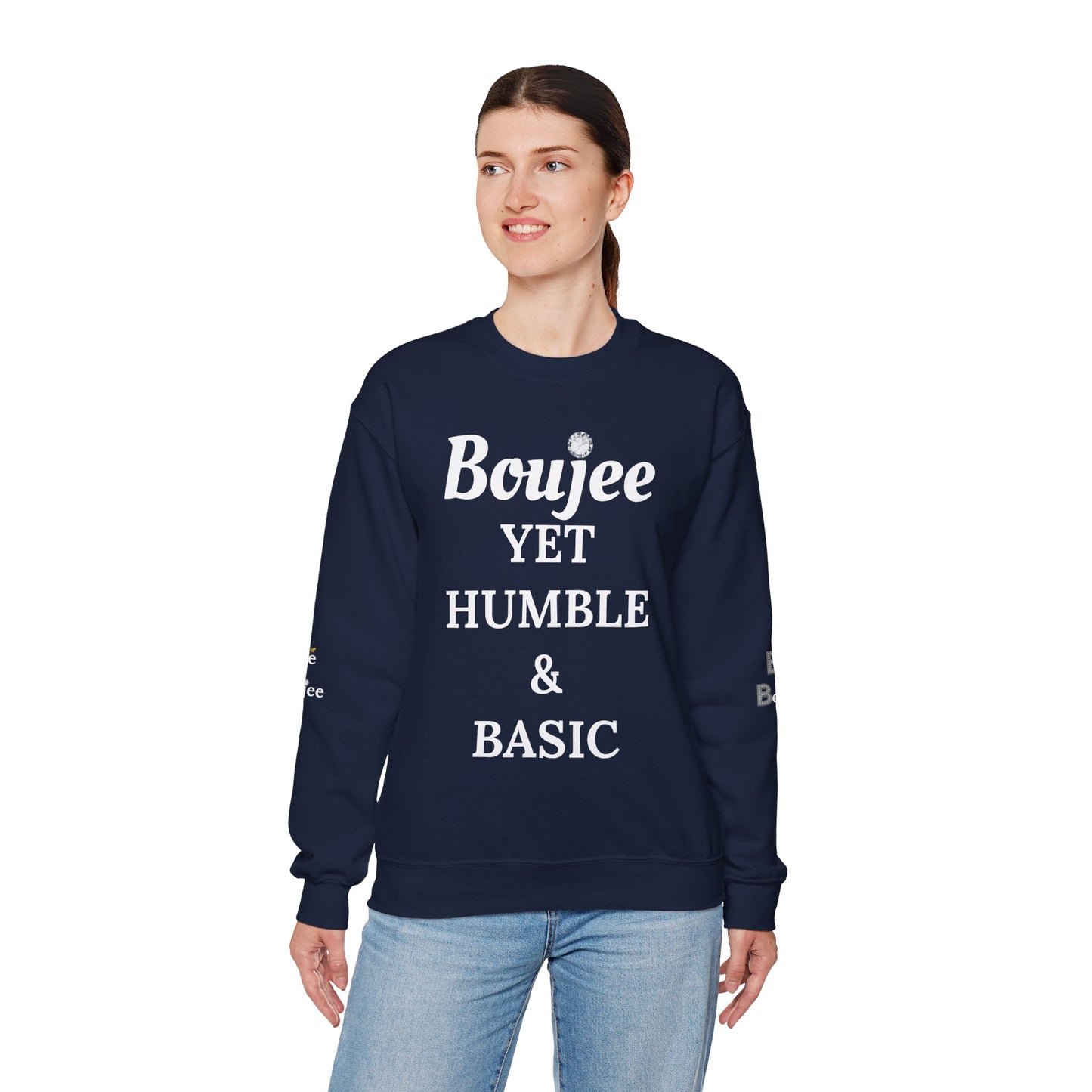Boujee Yet Humble & Basic - Heavy Blend™ Dark Colors Crewneck Sweatshirt