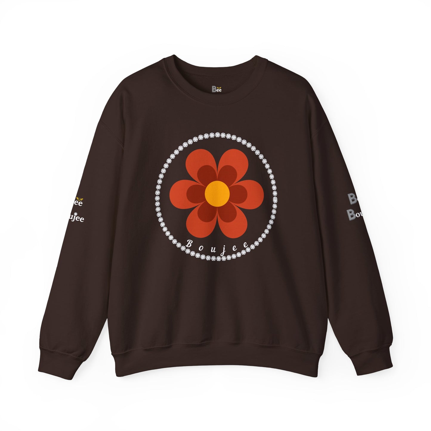 Boujee Flower Burnt Orange - Heavy Blend™ Dark Colors Crewneck Sweatshirt