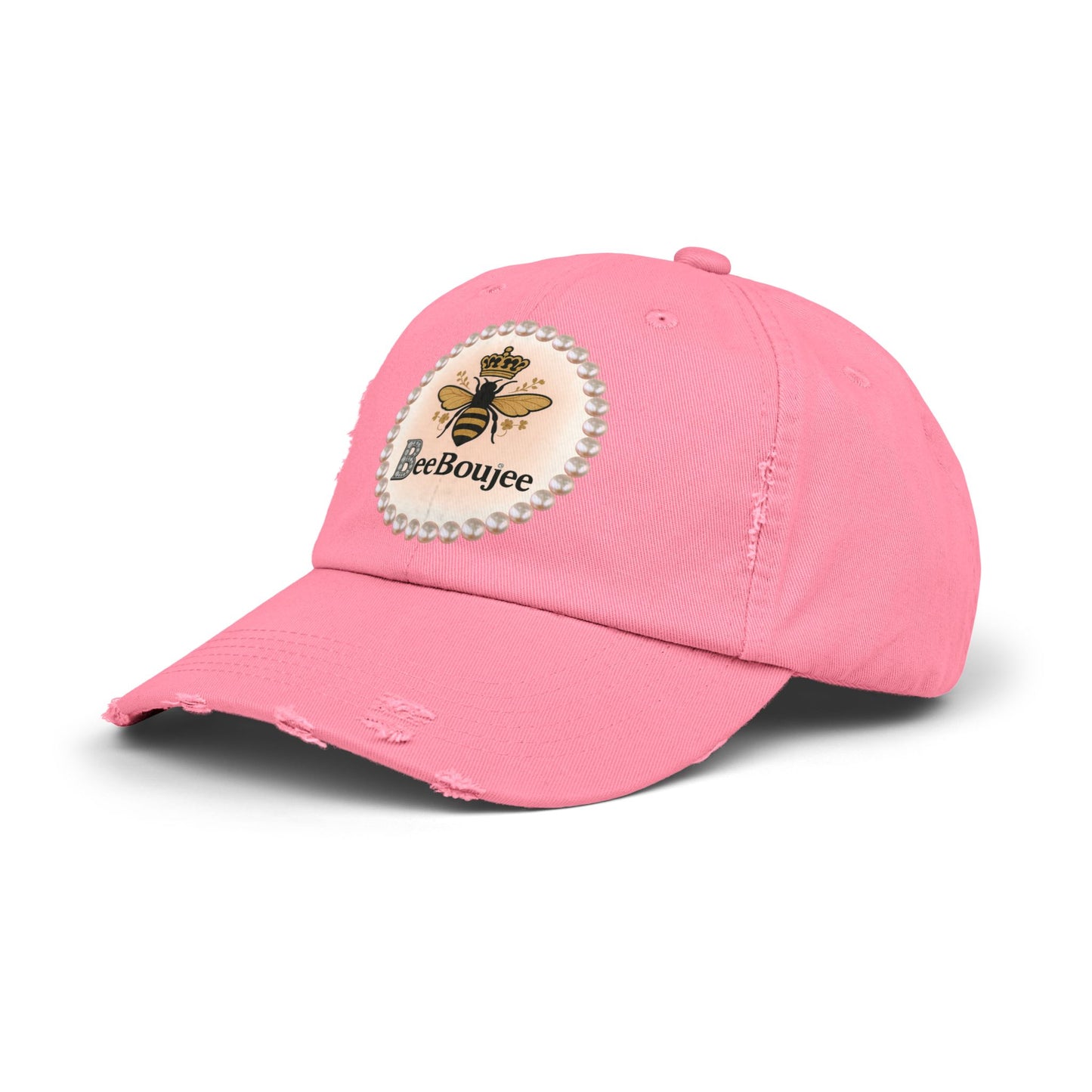 Bee Boujee Distressed Pearl-Emblem Cap