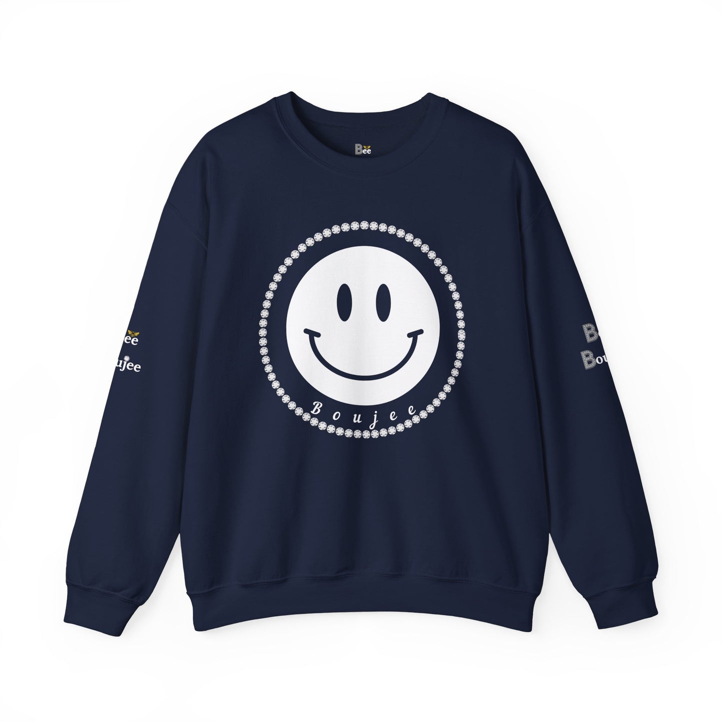 Boujee Smiley Face White - Heavy Blend™ Dark Colors Crewneck Sweatshirt