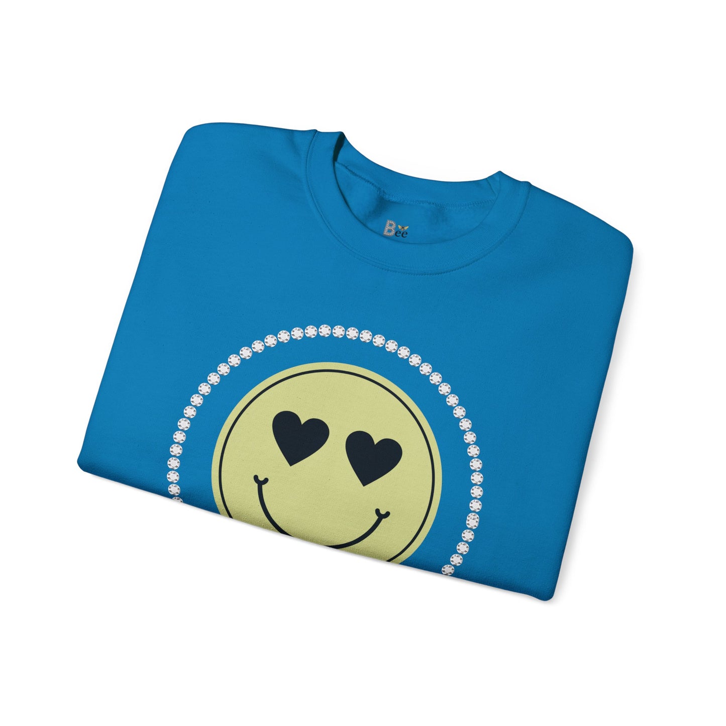 Boujee Smiley Face Heart Eyes Beige - Heavy Blend™ Light Colors Crewneck Sweatshirt