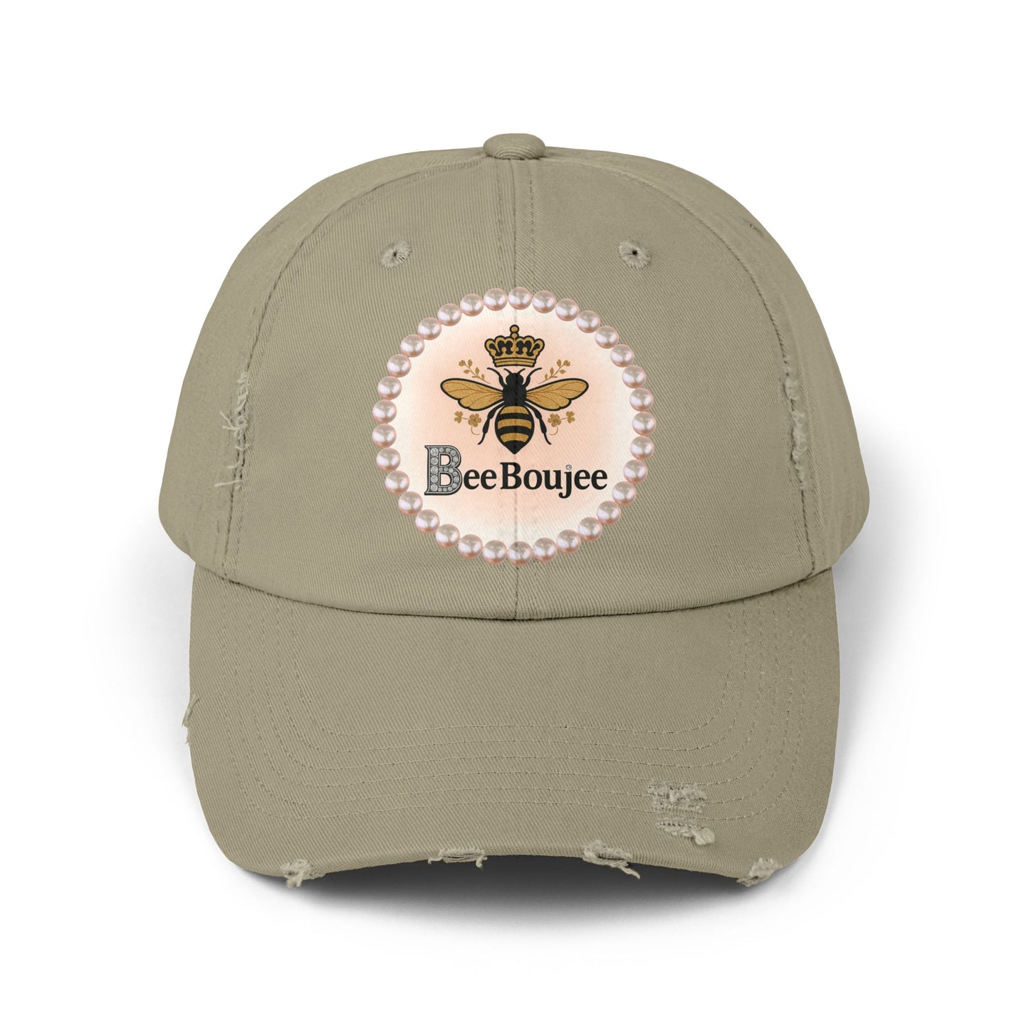 Bee Boujee Distressed Pearl-Emblem Cap