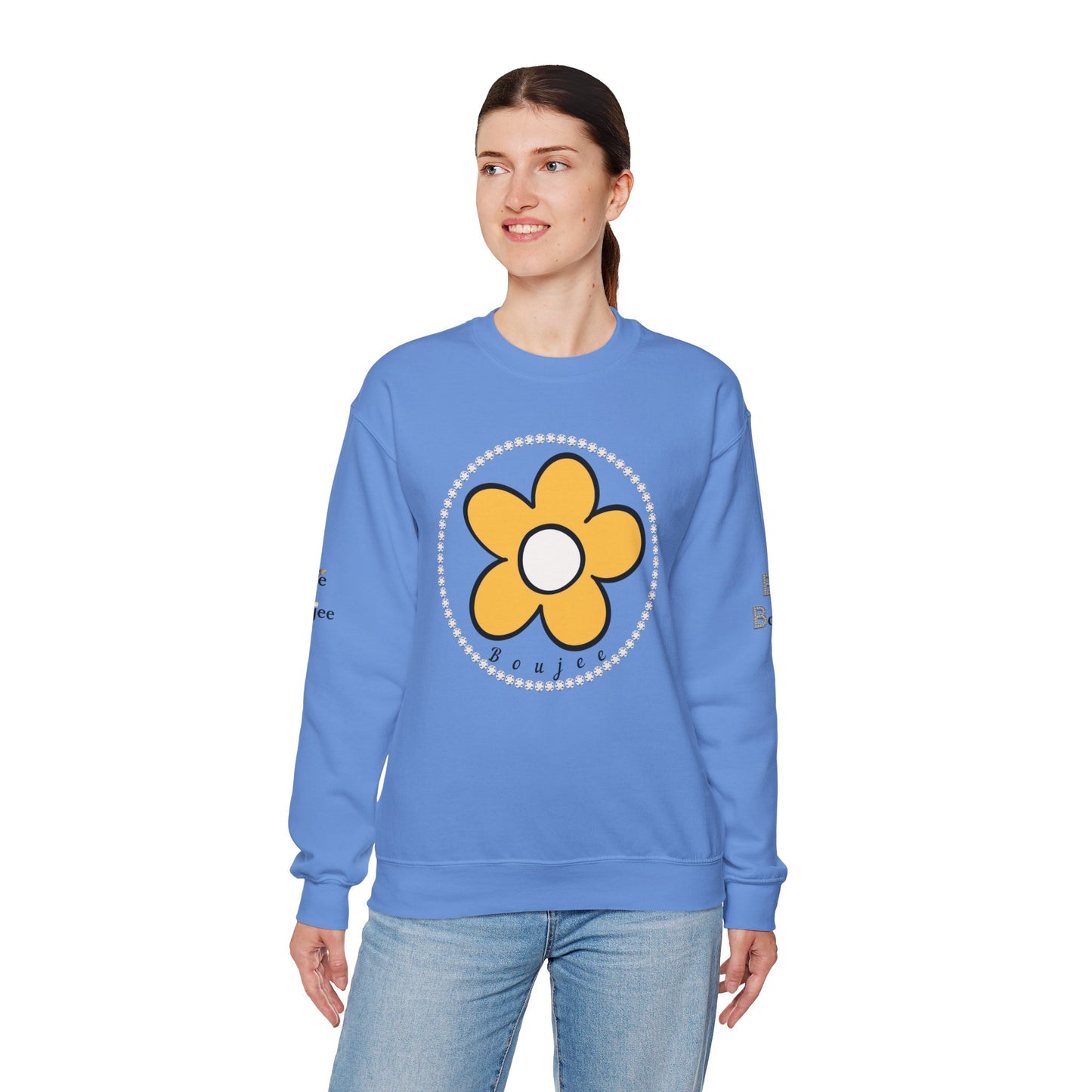 Boujee Flower Yellow White - Heavy Blend™ Light Colors Crewneck Sweatshirt