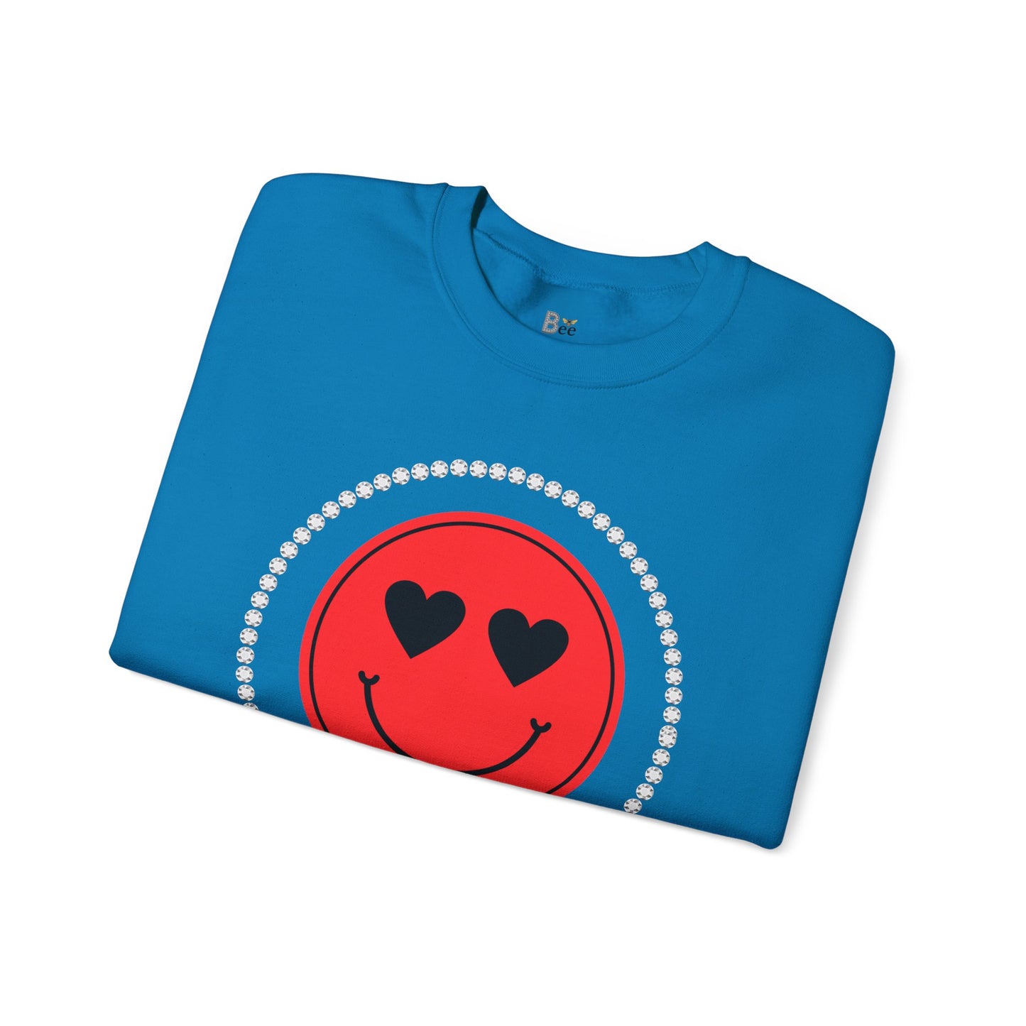 Boujee Smiley Face Heart Eyes Red - Heavy Blend™ Light Colors Crewneck Sweatshirt