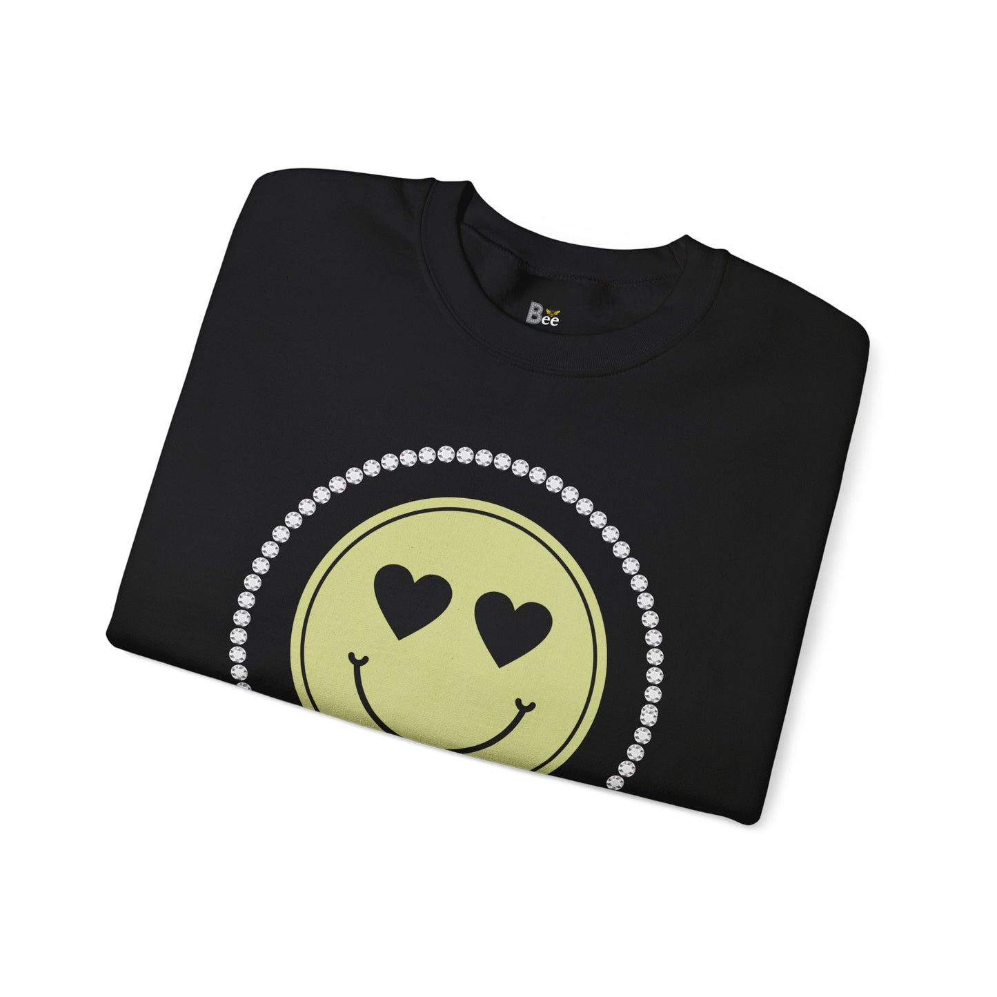 Boujee Smiley Face Beige Heart Eyes - Heavy Blend™ Dark Colors Crewneck Sweatshirt