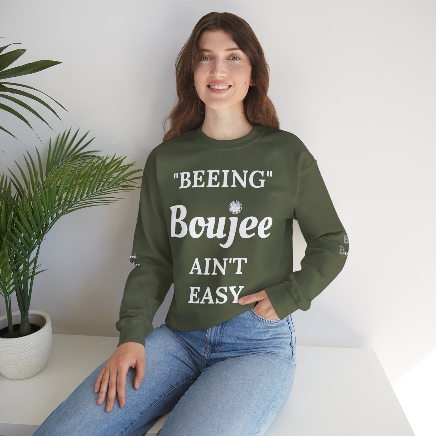 "Beeing" Boujee Ain't Easy- Heavy Blend™ Dark Colors Crewneck Sweatshirt