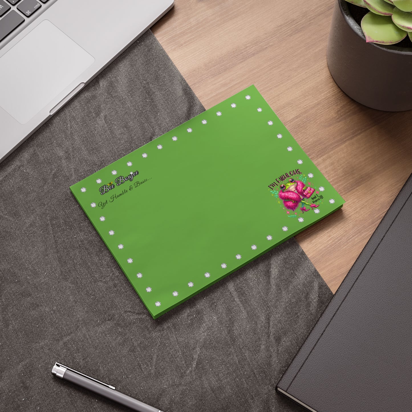 Bee Boujee DIAMONDS Fabulous Froggie - Post-it® Note Pad GREEN 8x6