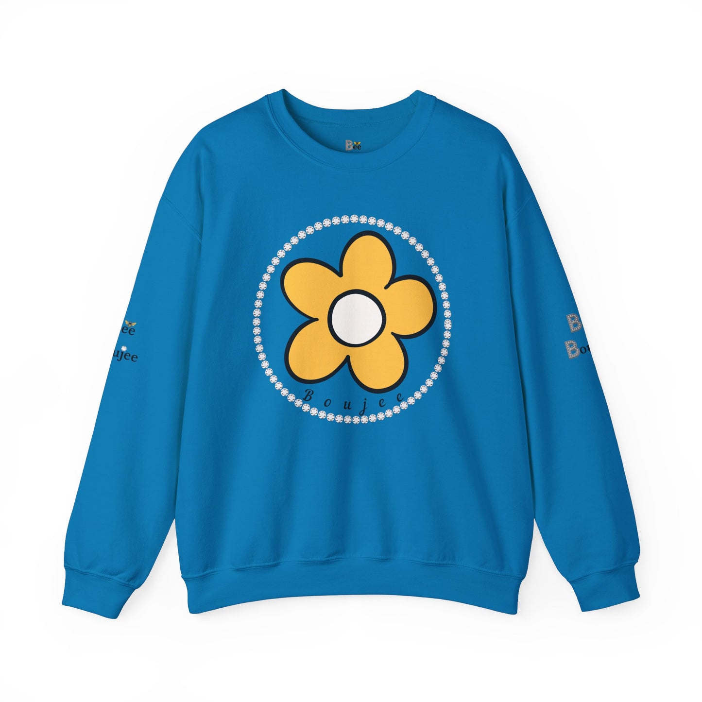 Boujee Flower Yellow White - Heavy Blend™ Light Colors Crewneck Sweatshirt