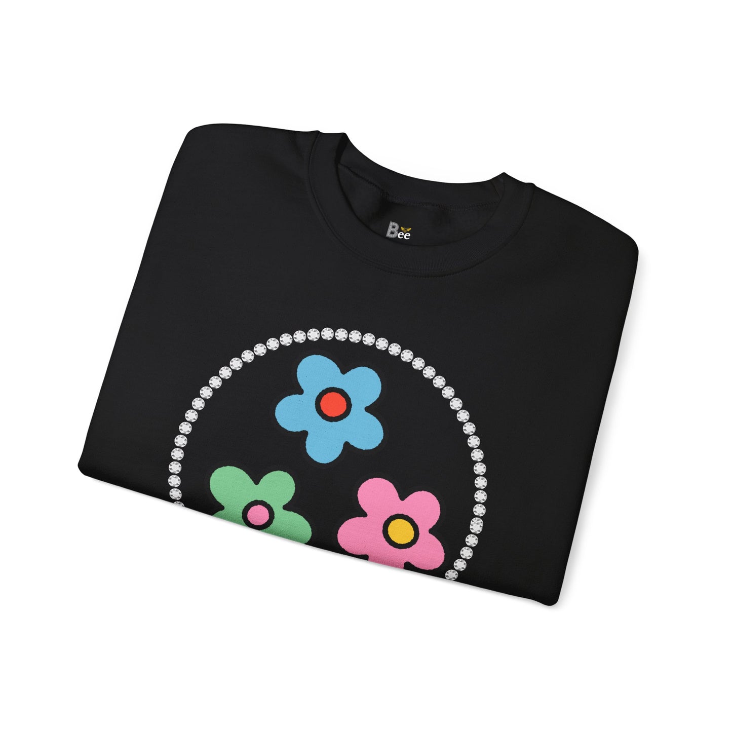 Boujee Mini Flowers Blue Green Pink - Heavy Blend™ Dark Colors Crewneck Sweatshirt
