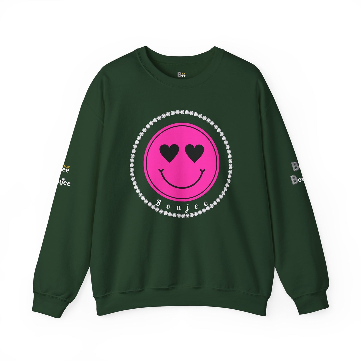 Boujee Smiley Face Pink Heart Eyes - Heavy Blend™ Dark Colors Crewneck Sweatshirt